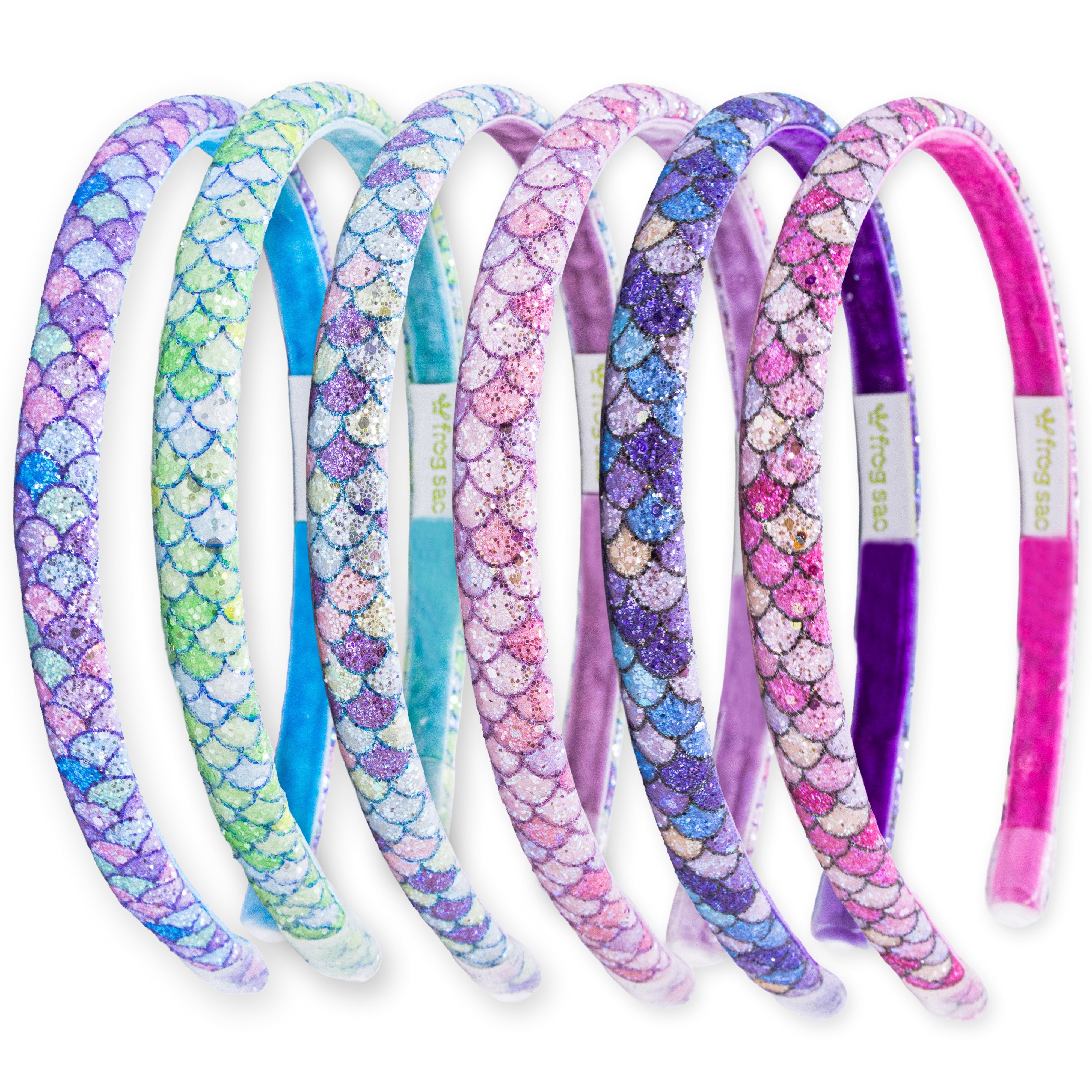 Thin Mermaid Glitter Headbands - 6 Pack