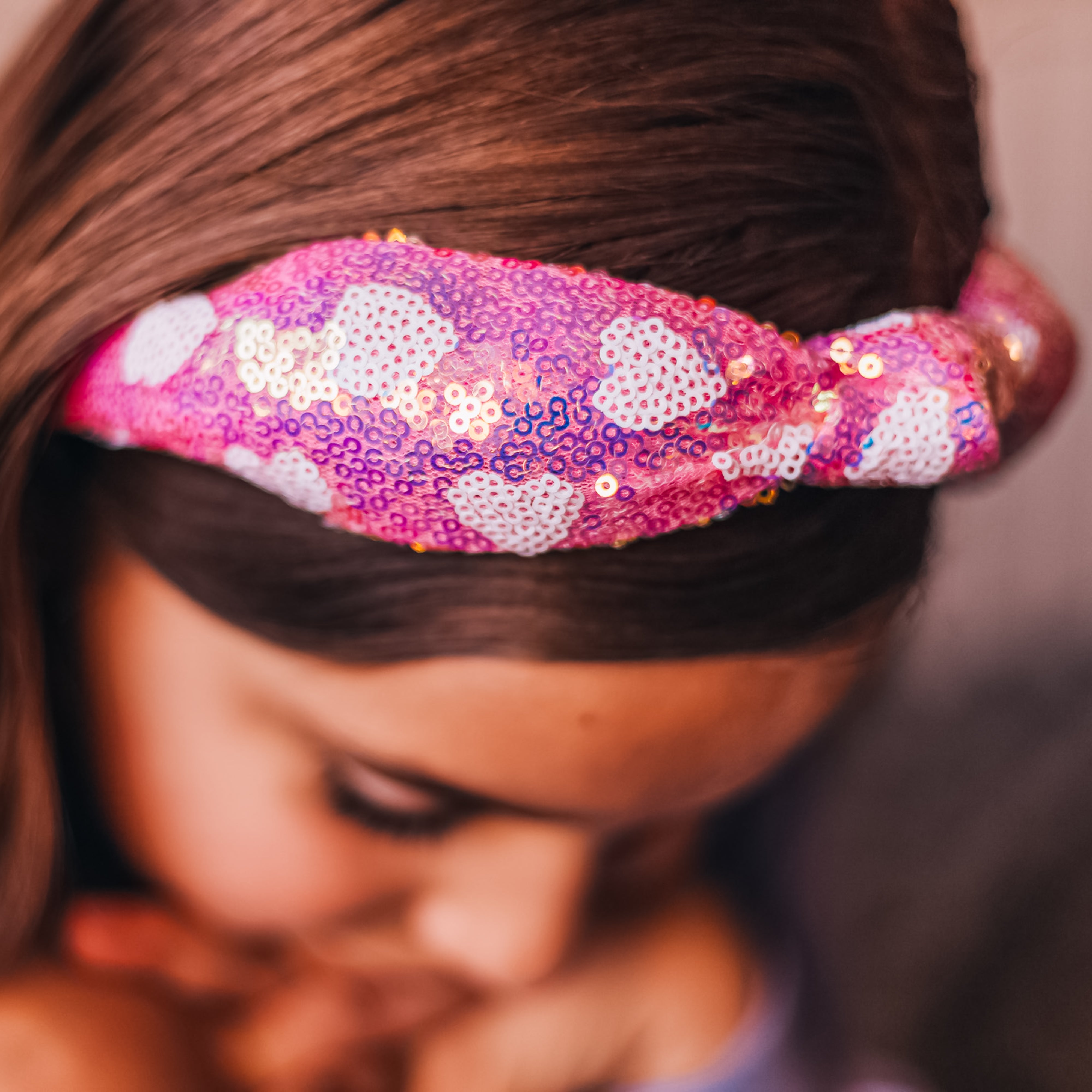 Sequin Knot Headband - Heart