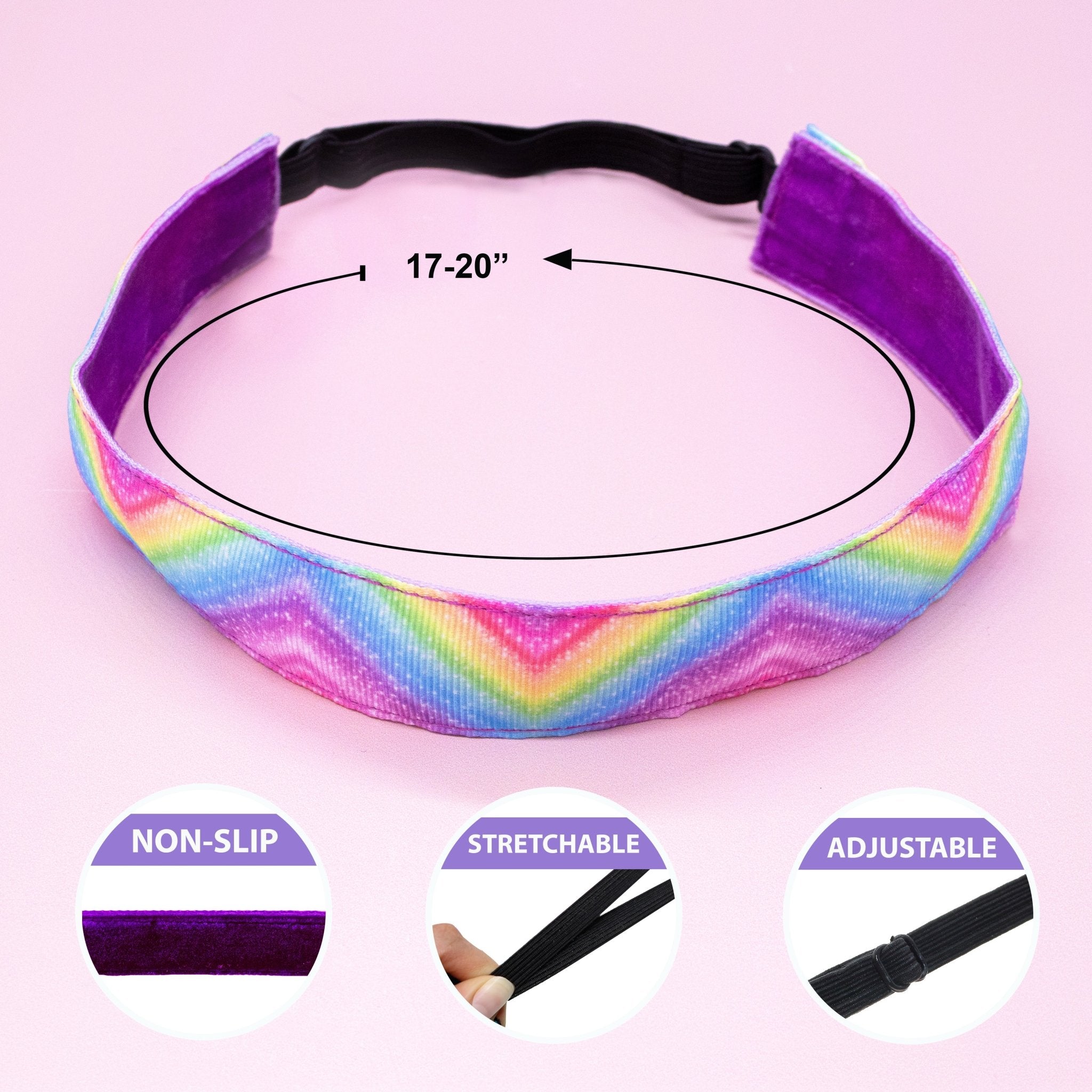 Adjustable No Slip Tie Dye Headbands - 6 Pack - FROG SAC