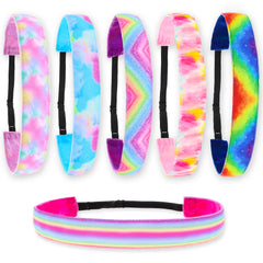 Adjustable No Slip Tie Dye Headbands - 6 Pack - FROG SAC