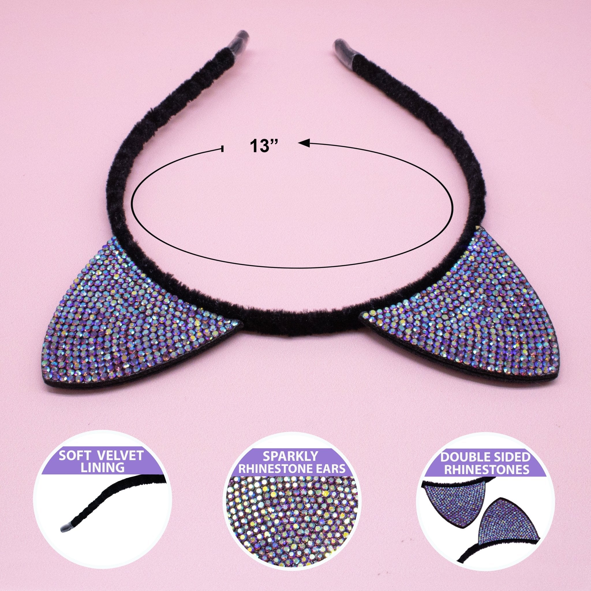 Cat Ear Headband - Dual Sided Rhinestone - FROG SAC