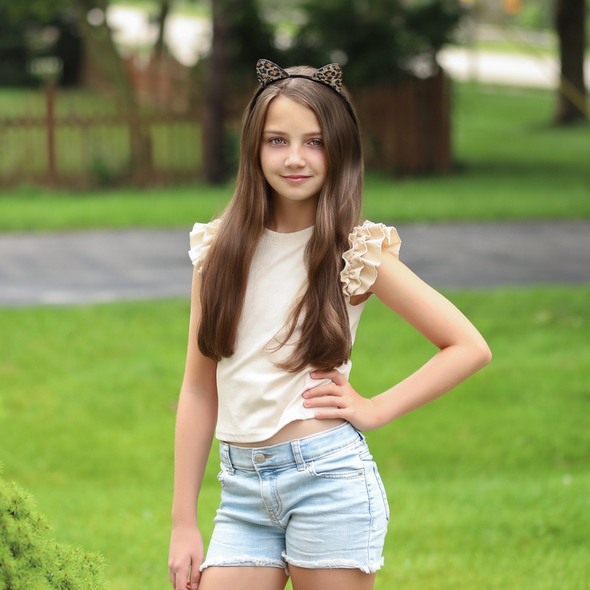Cat Ears Headband - Dual Sided Rhinestone - FROG SAC