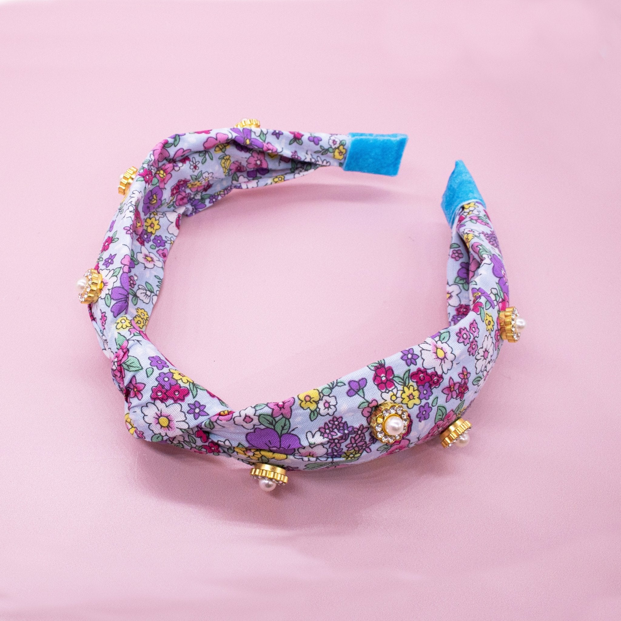 Embellished Rhinestone & Pearl Floral Stud Knot Headband - FROG SAC