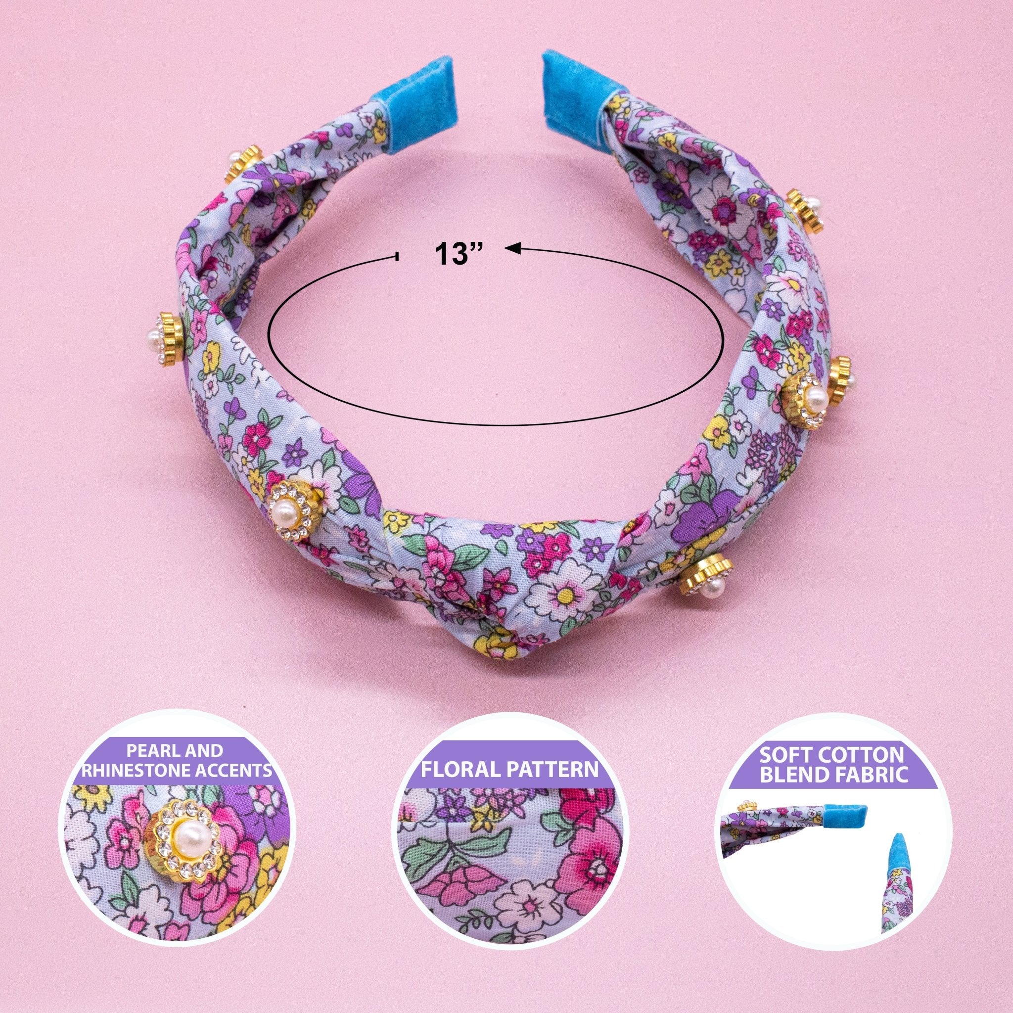 Embellished Rhinestone & Pearl Floral Stud Knot Headband - FROG SAC