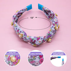 Embellished Rhinestone & Pearl Floral Stud Knot Headband - FROG SAC