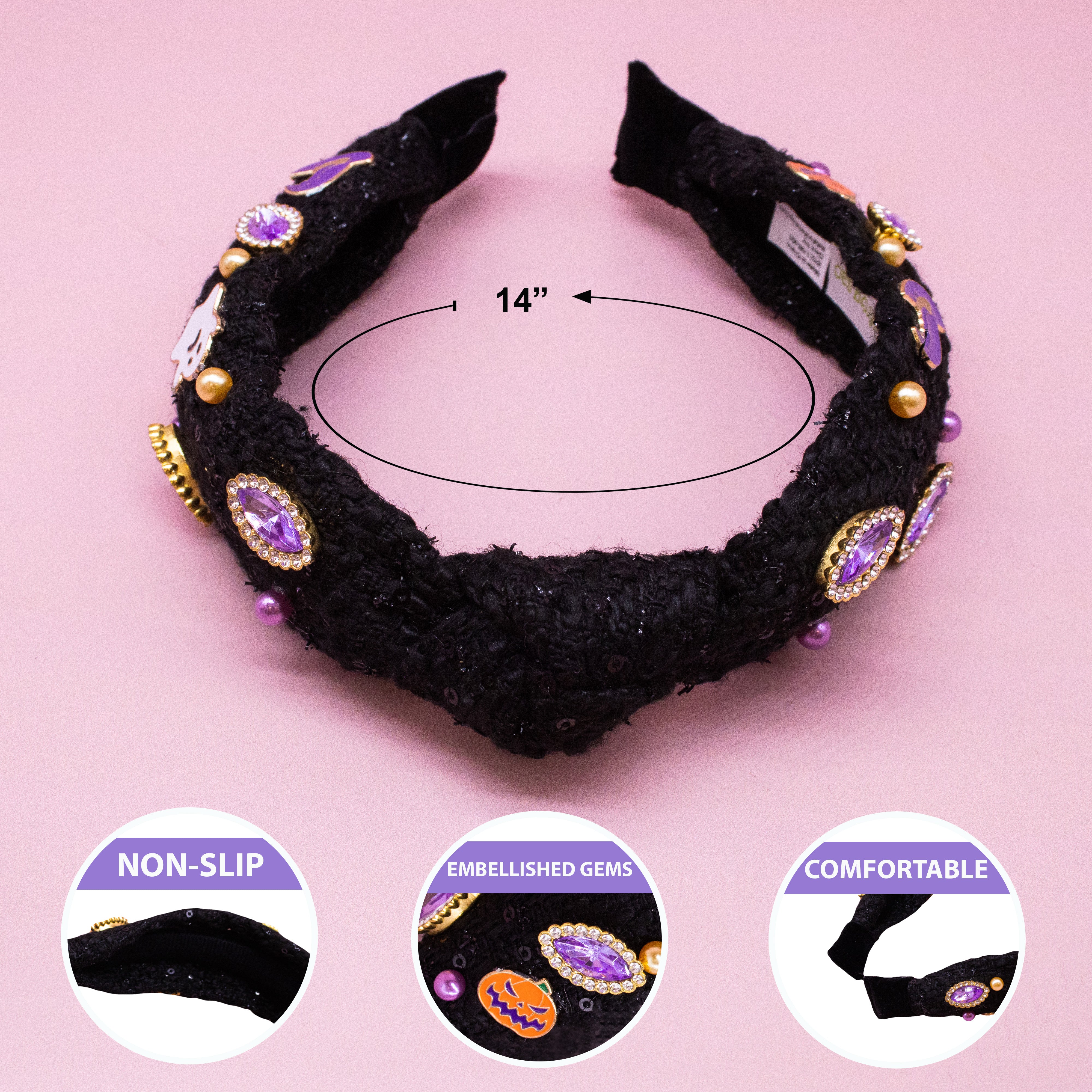 Halloween Knot Headband - Embellished Tweed