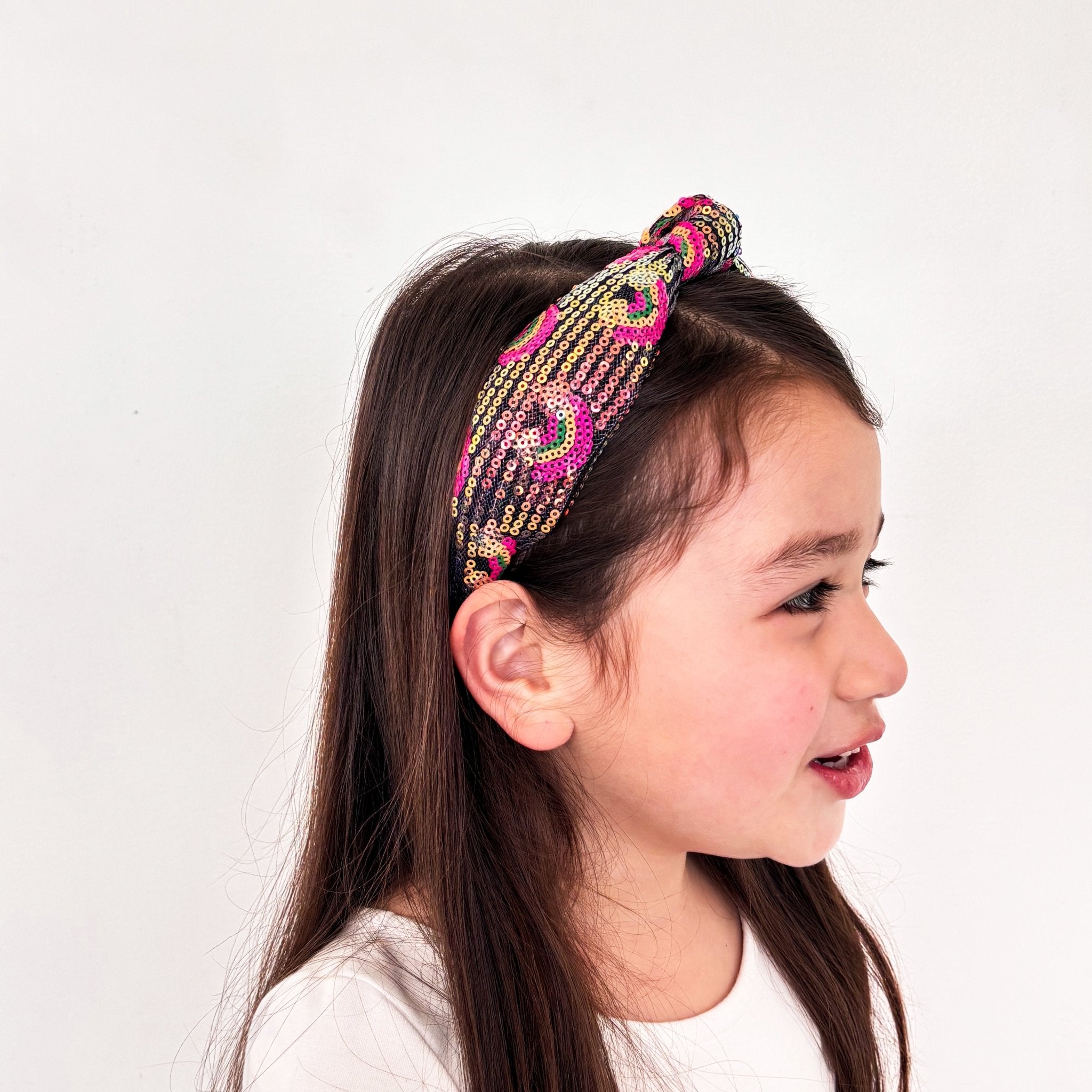 Kids Sequin Knot Headband - Rainbow - FROG SAC