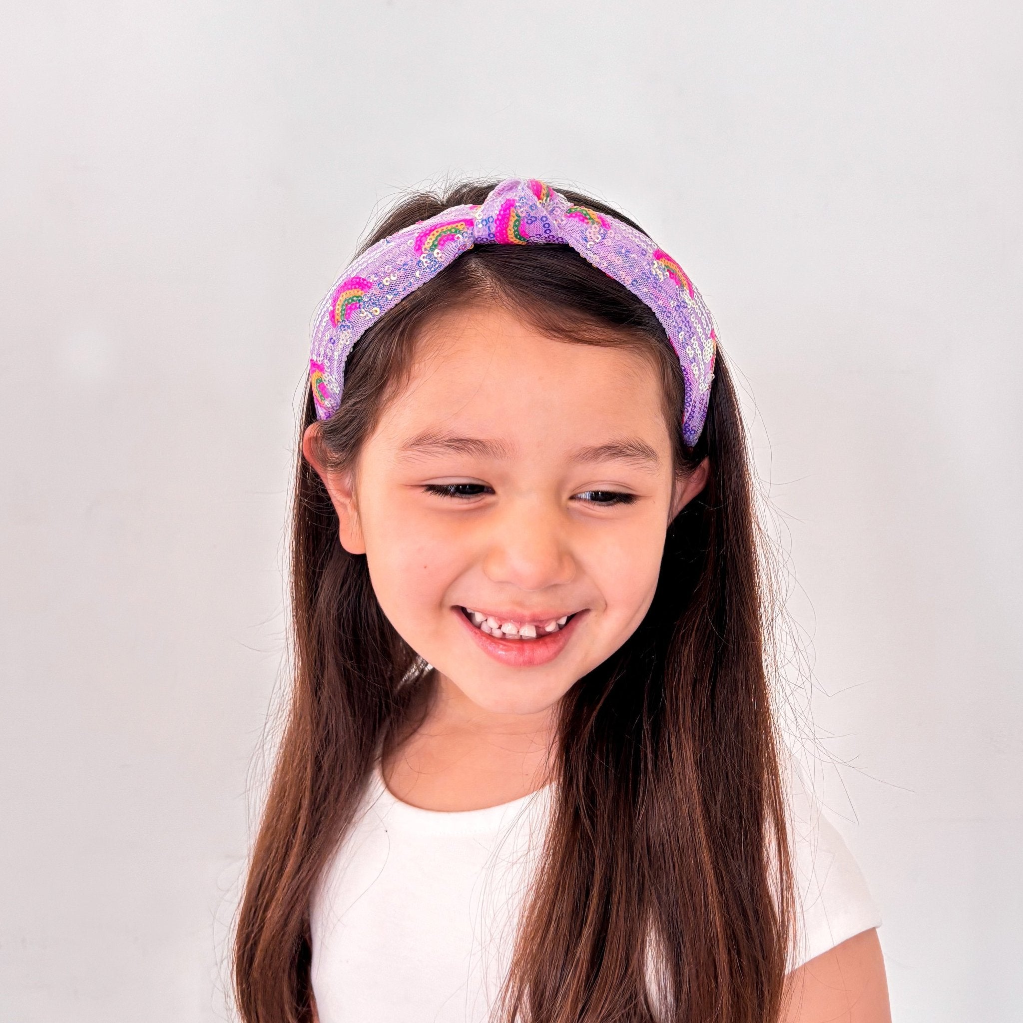 Kids Sequin Knot Headband - Rainbow - FROG SAC