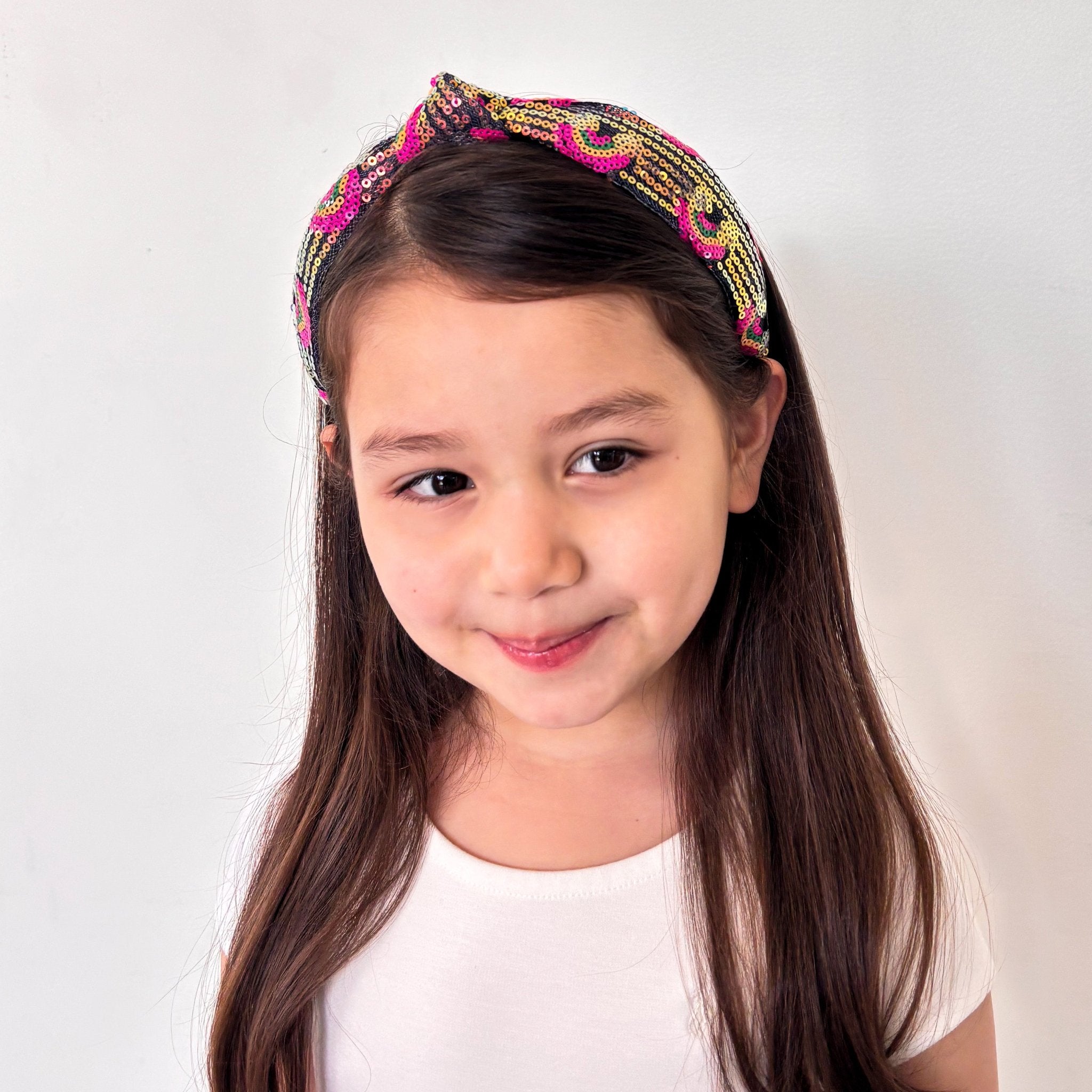 Kids Sequin Knot Headband - Rainbow - FROG SAC
