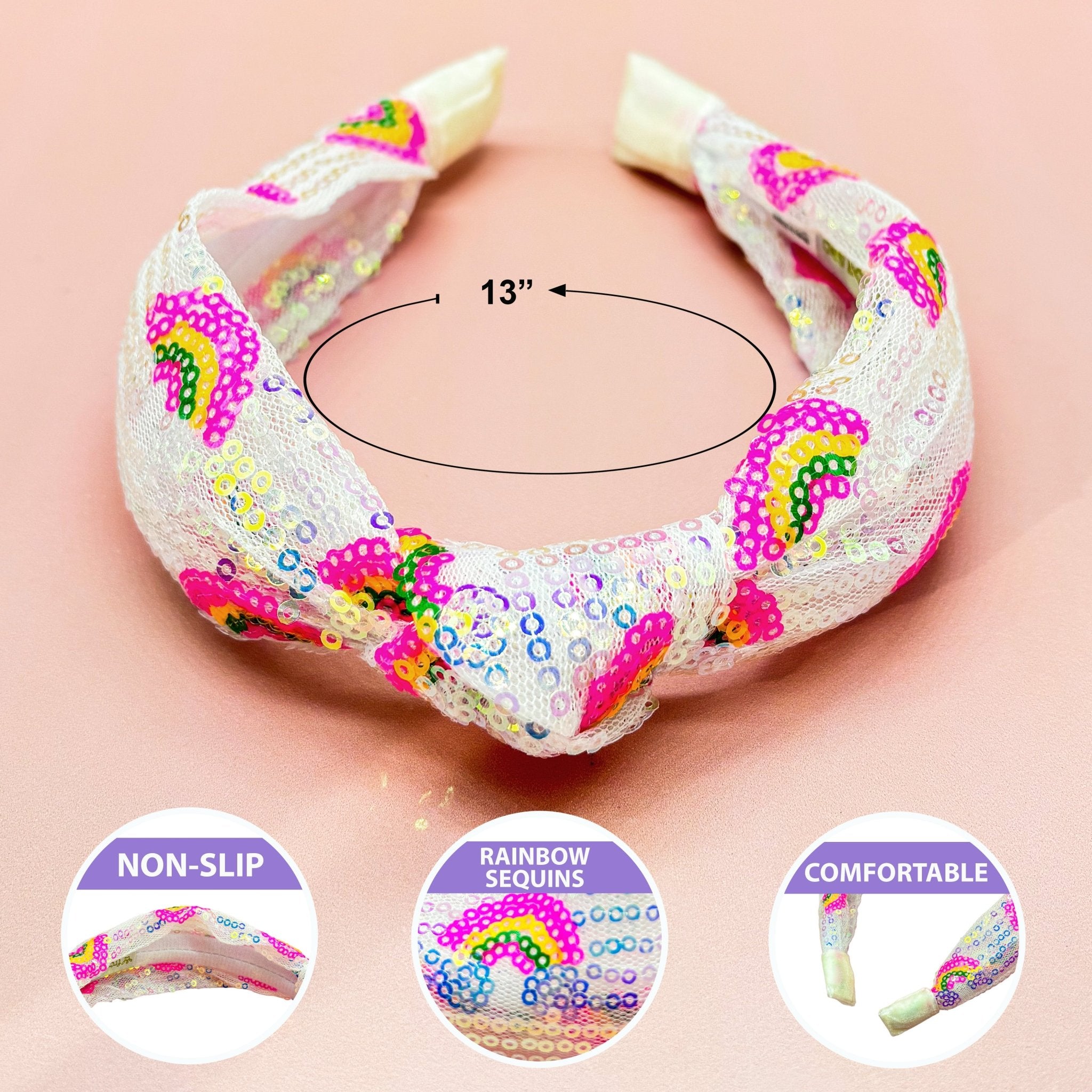 Kids Sequin Knot Headband - Rainbow - FROG SAC
