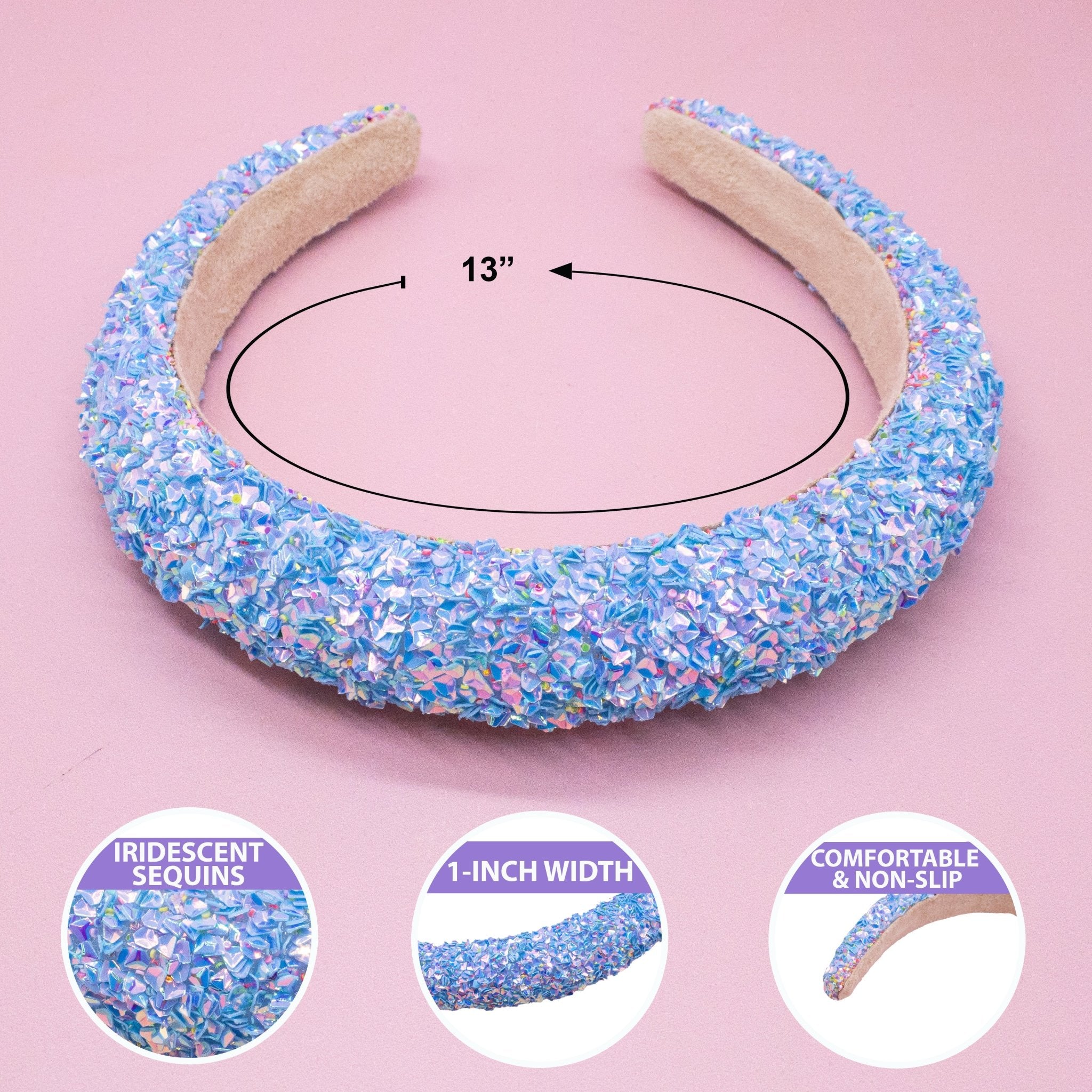 Padded Sparkly Headband - Chunky Sequin Hair Band - FROG SAC