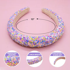 Padded Sparkly Headband - Chunky Sequin Hair Band - FROG SAC