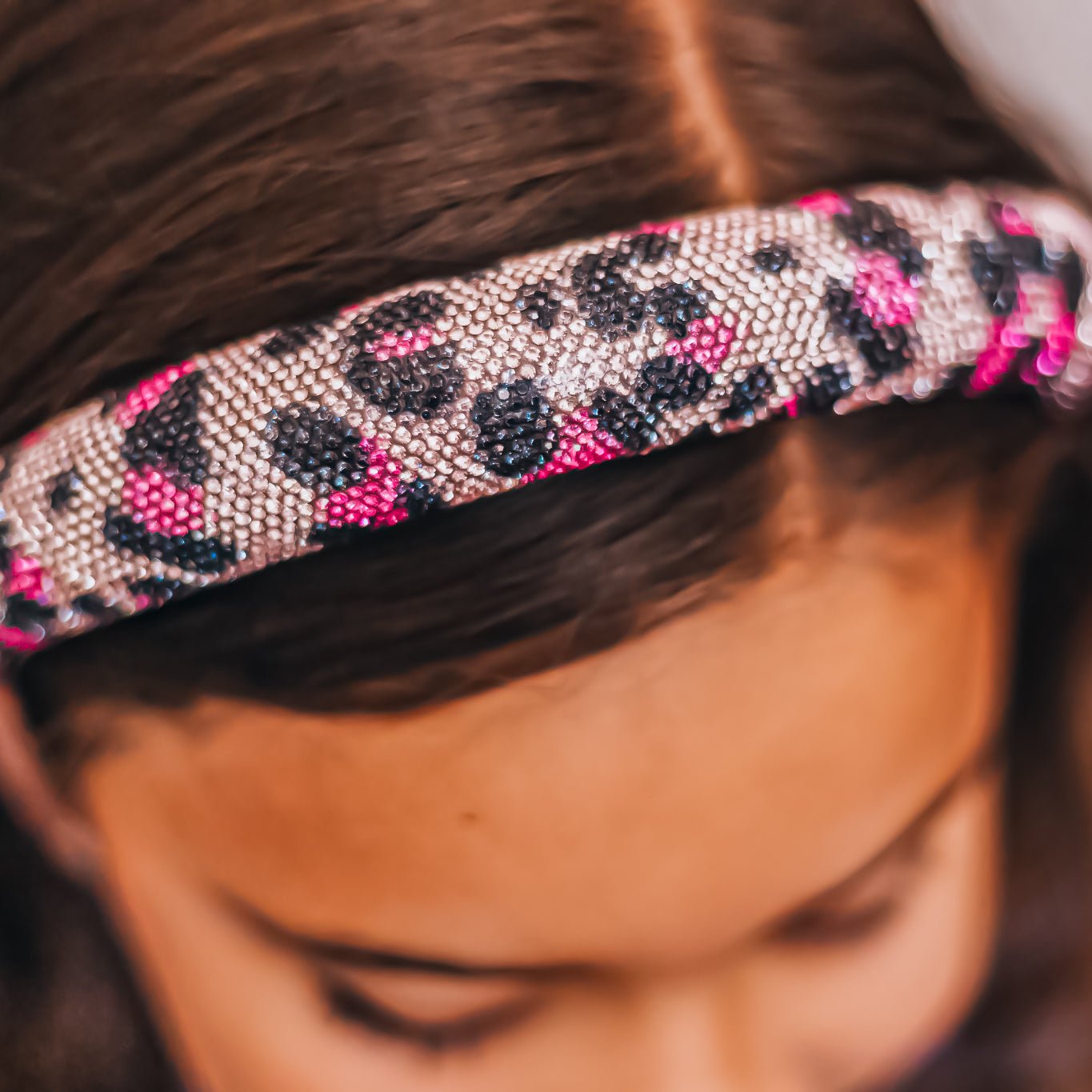 Rhinestone Headband - Padded Leopard Print Hair Band - FROG SAC