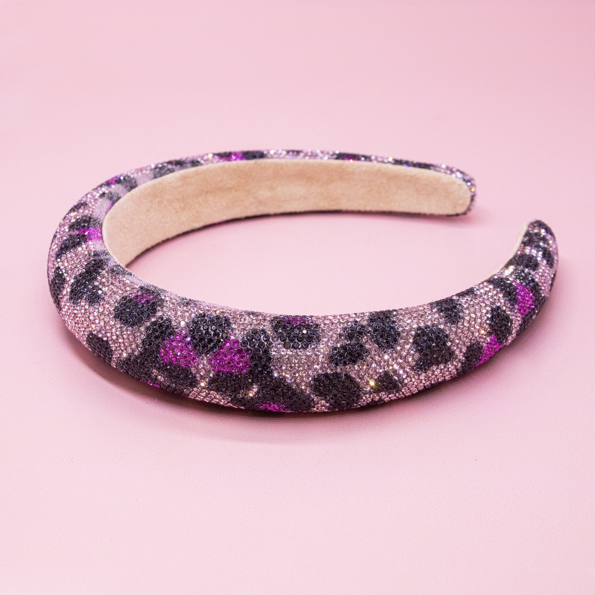 Rhinestone Headband - Padded Leopard Print Hair Band - FROG SAC