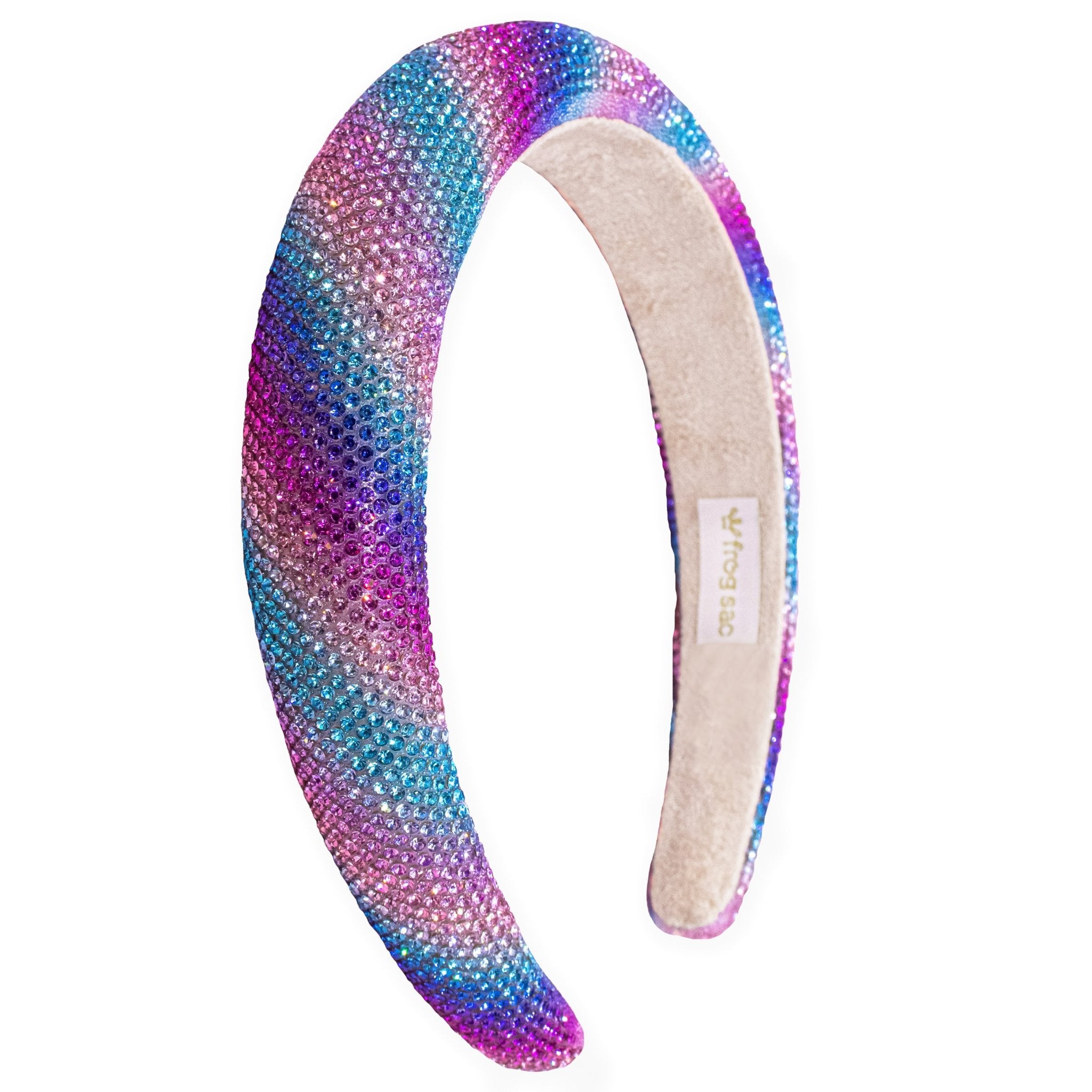 Rhinestone Headband - Padded Rainbow Hair Band - FROG SAC