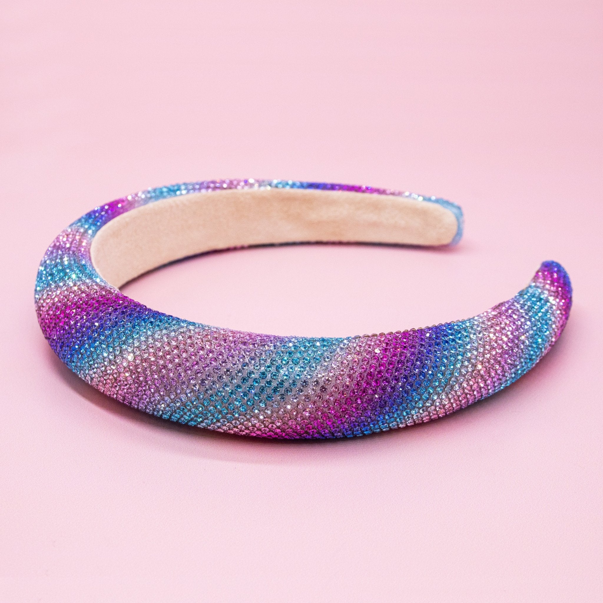 Rhinestone Headband - Padded Rainbow Hair Band - FROG SAC