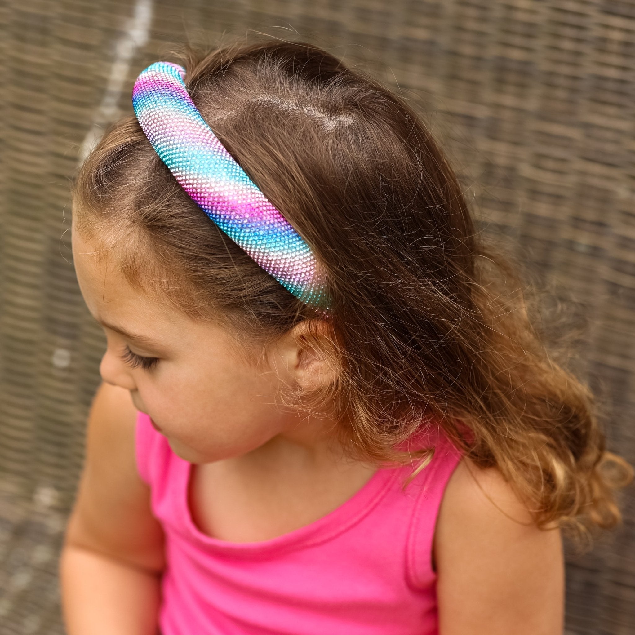 Rhinestone Headband - Padded Rainbow Hair Band - FROG SAC