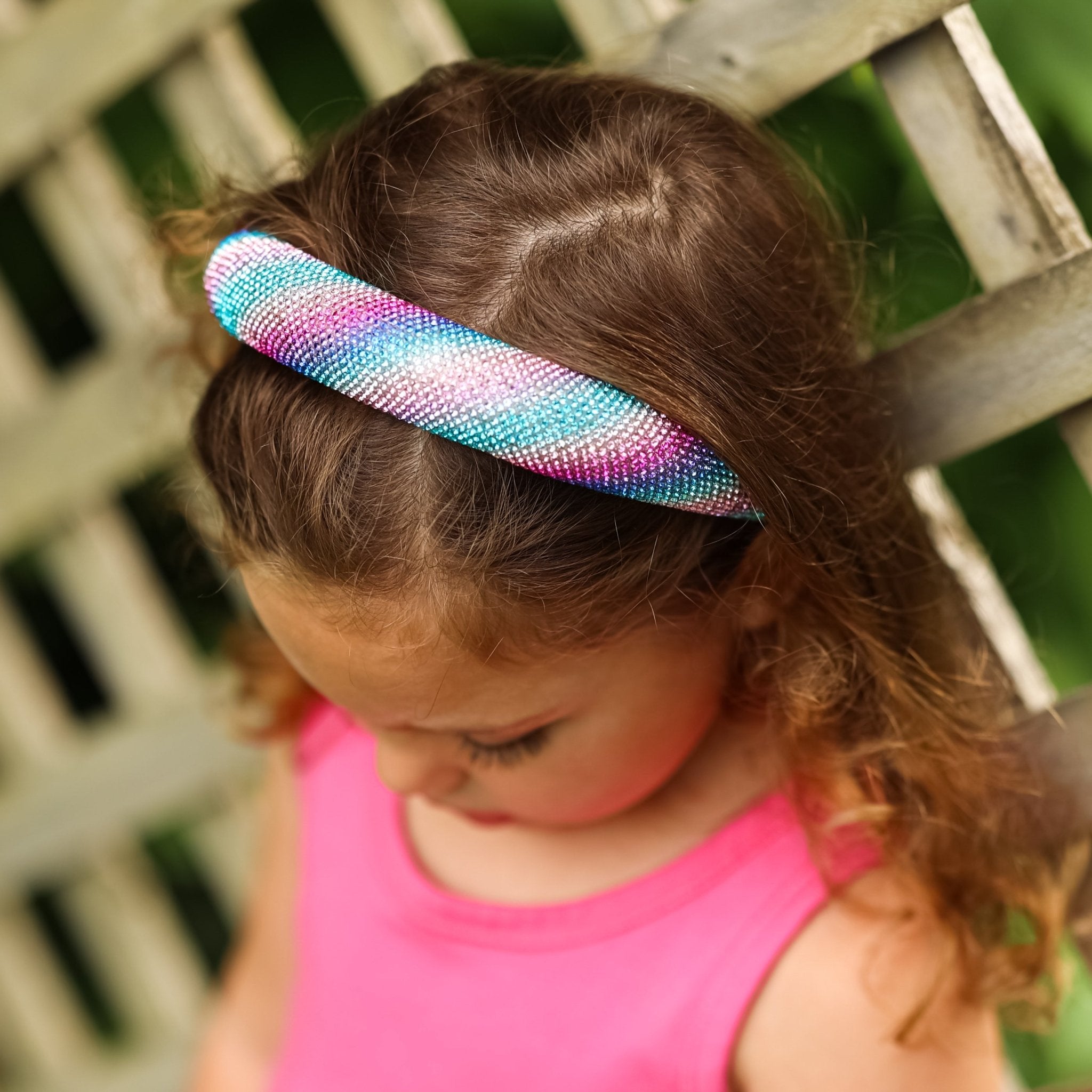 Rhinestone Headband - Padded Rainbow Hair Band - FROG SAC