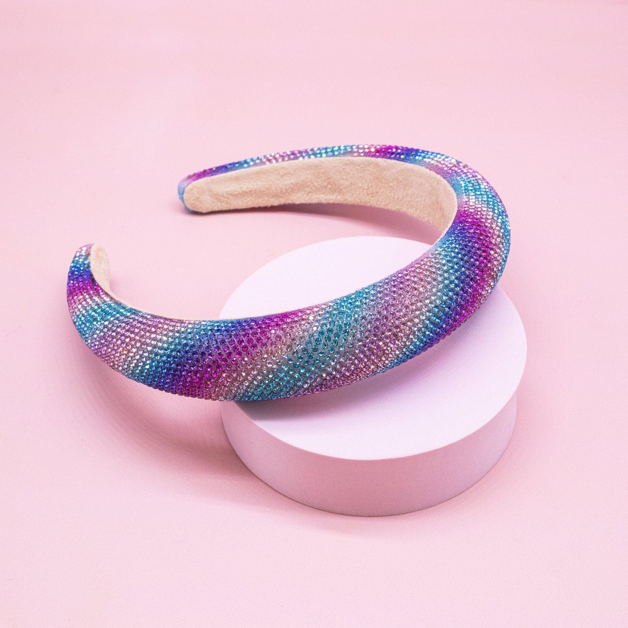 Rhinestone Headband - Padded Rainbow Hair Band - FROG SAC