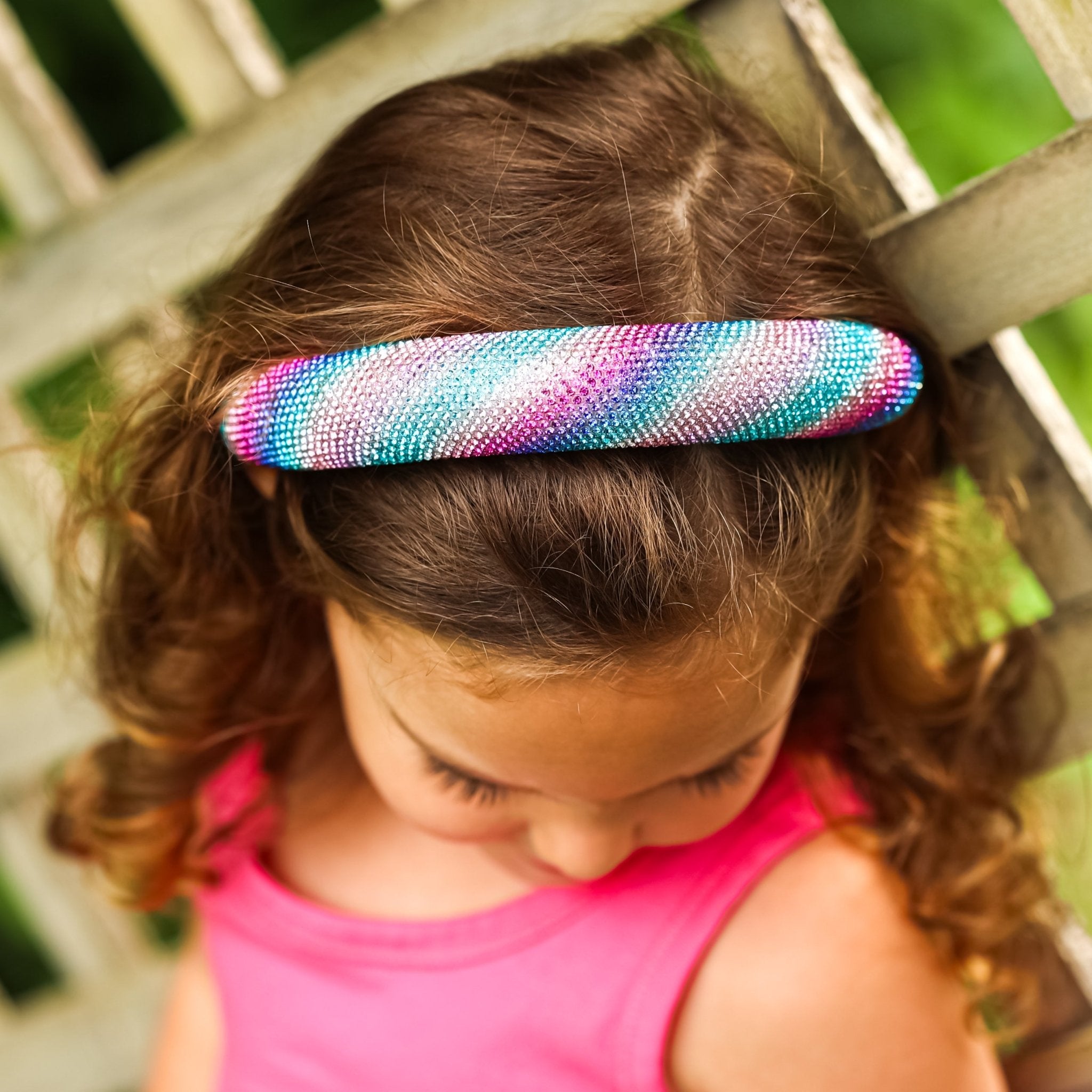 Rhinestone Headband - Padded Rainbow Hair Band - FROG SAC