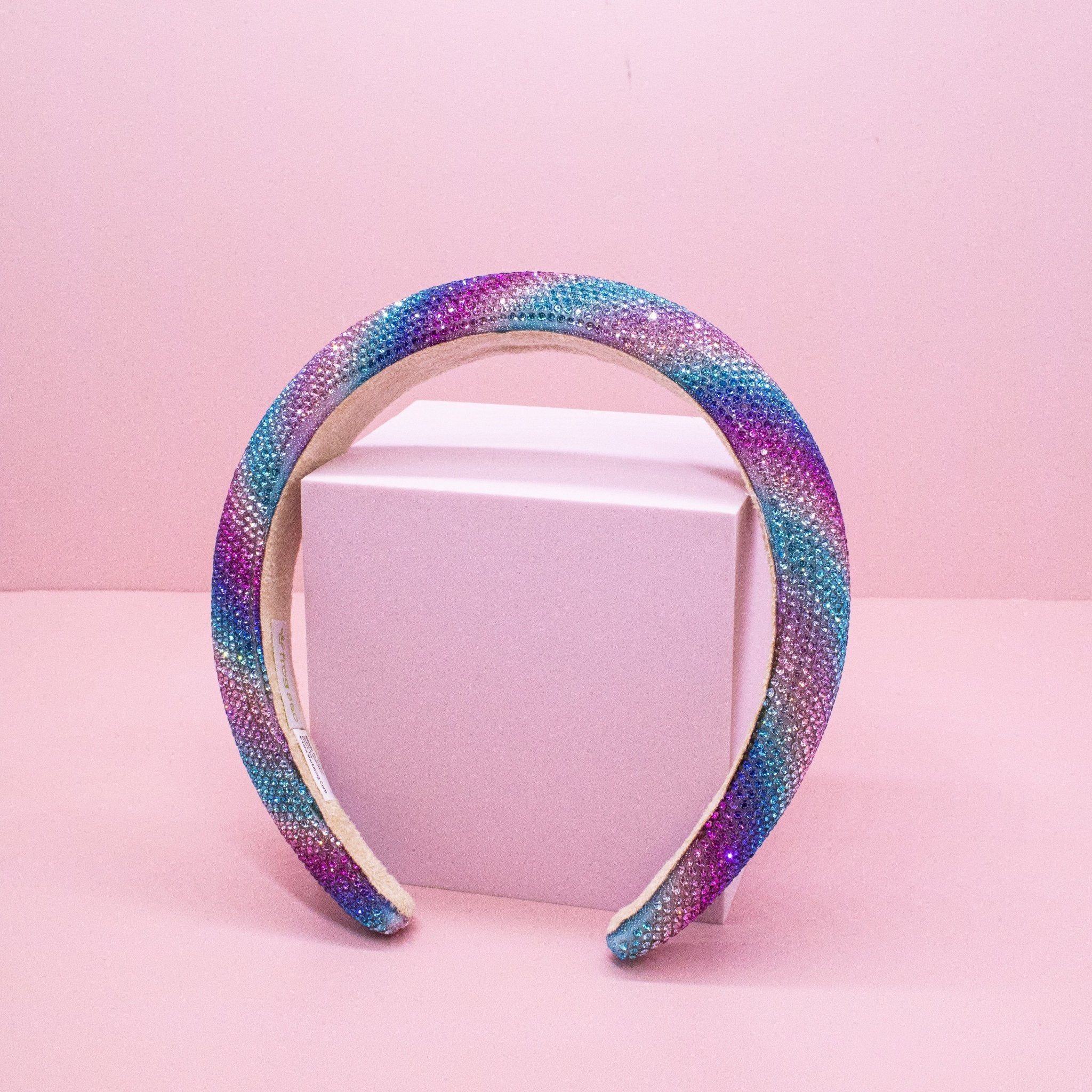 Rhinestone Headband - Padded Rainbow Hair Band - FROG SAC