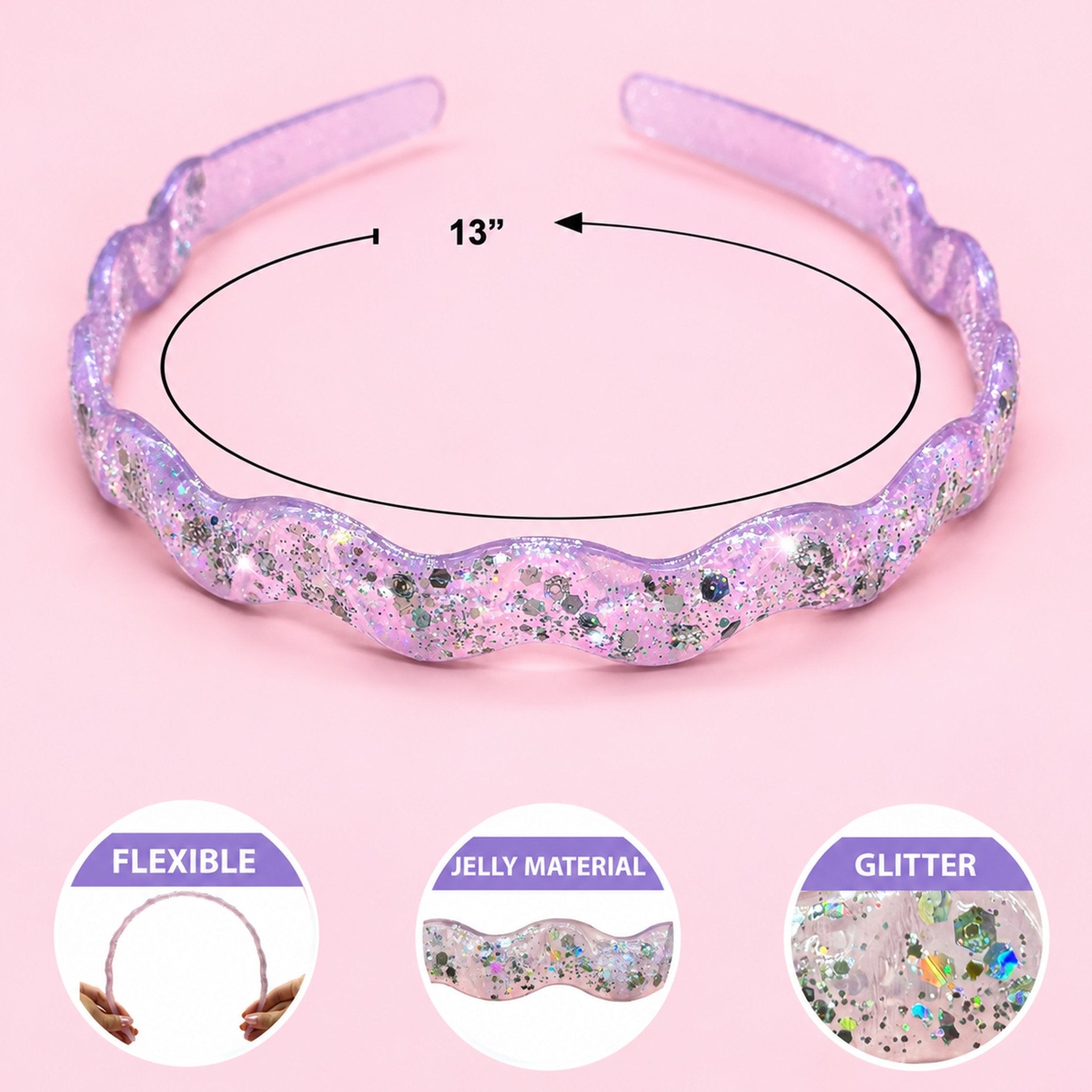 Thin Wavy Glitter Headbands - 4 Pack - FROG SAC