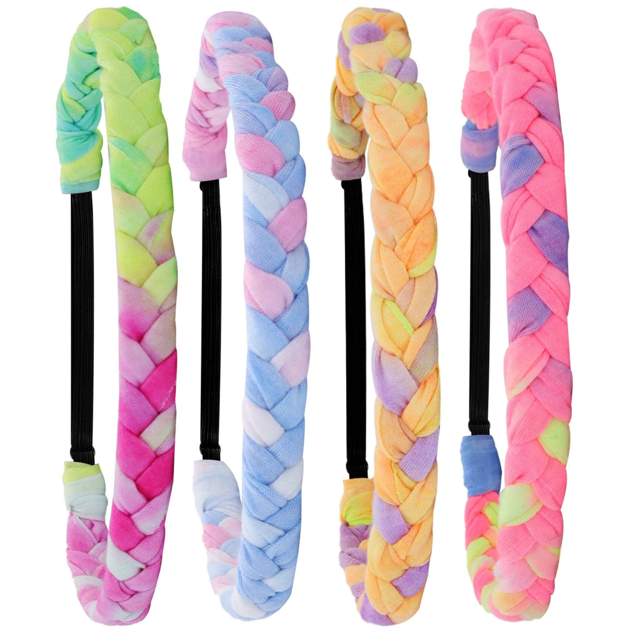 Adjustable Braided Headbands - Tie Dye 4 Pack - FROG SAC