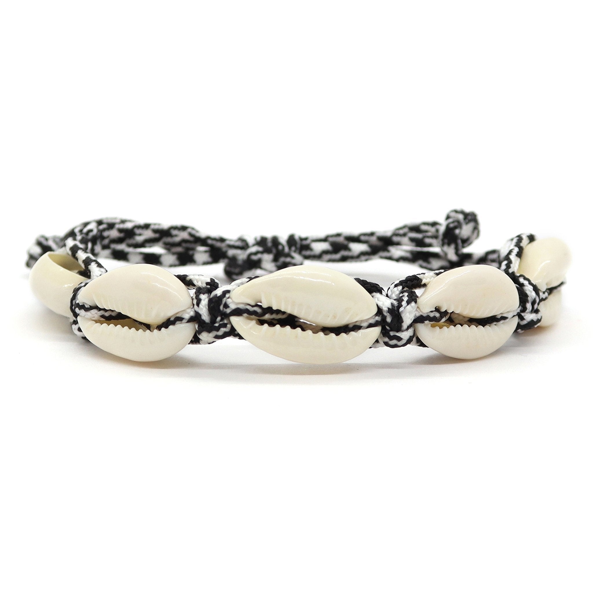 Adjustable Braided Paracord Cowrie Shell Bracelet - FROG SAC