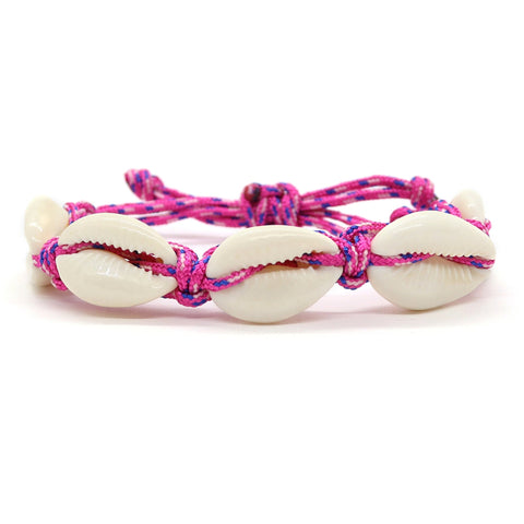 Adjustable Braided Paracord Cowrie Shell Bracelet - FROG SAC