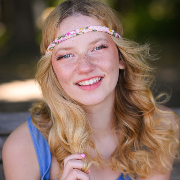 Adjustable Stretch Elastic Braided Floral Fabric Headbands