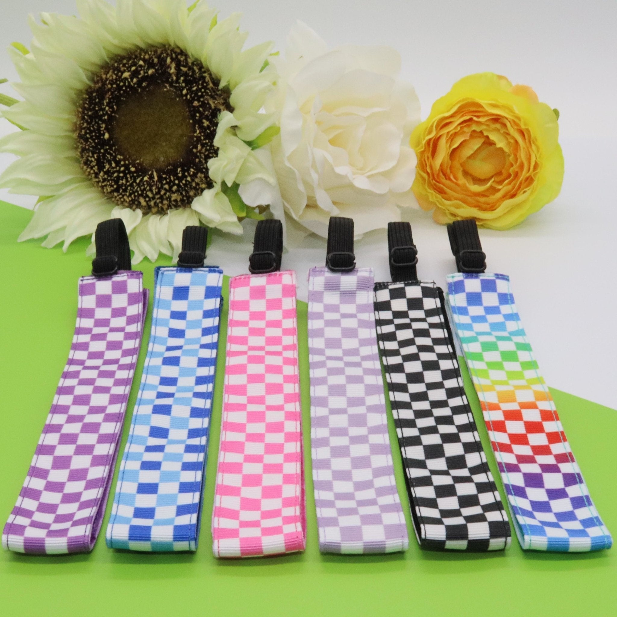 Adjustable No Slip Checkerboard Headbands - 6 Pack - FROG SAC