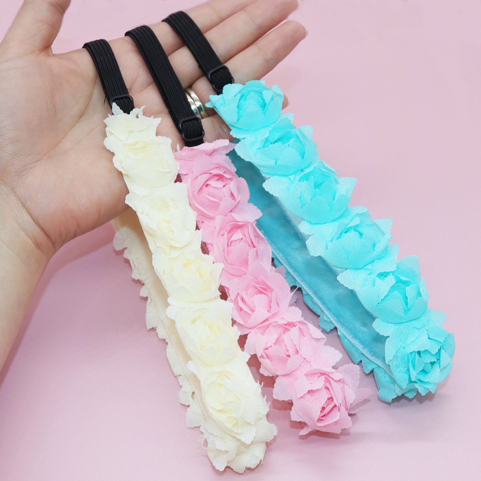 Adjustable No Slip Floral Headbands - 3 Pack - FROG SAC