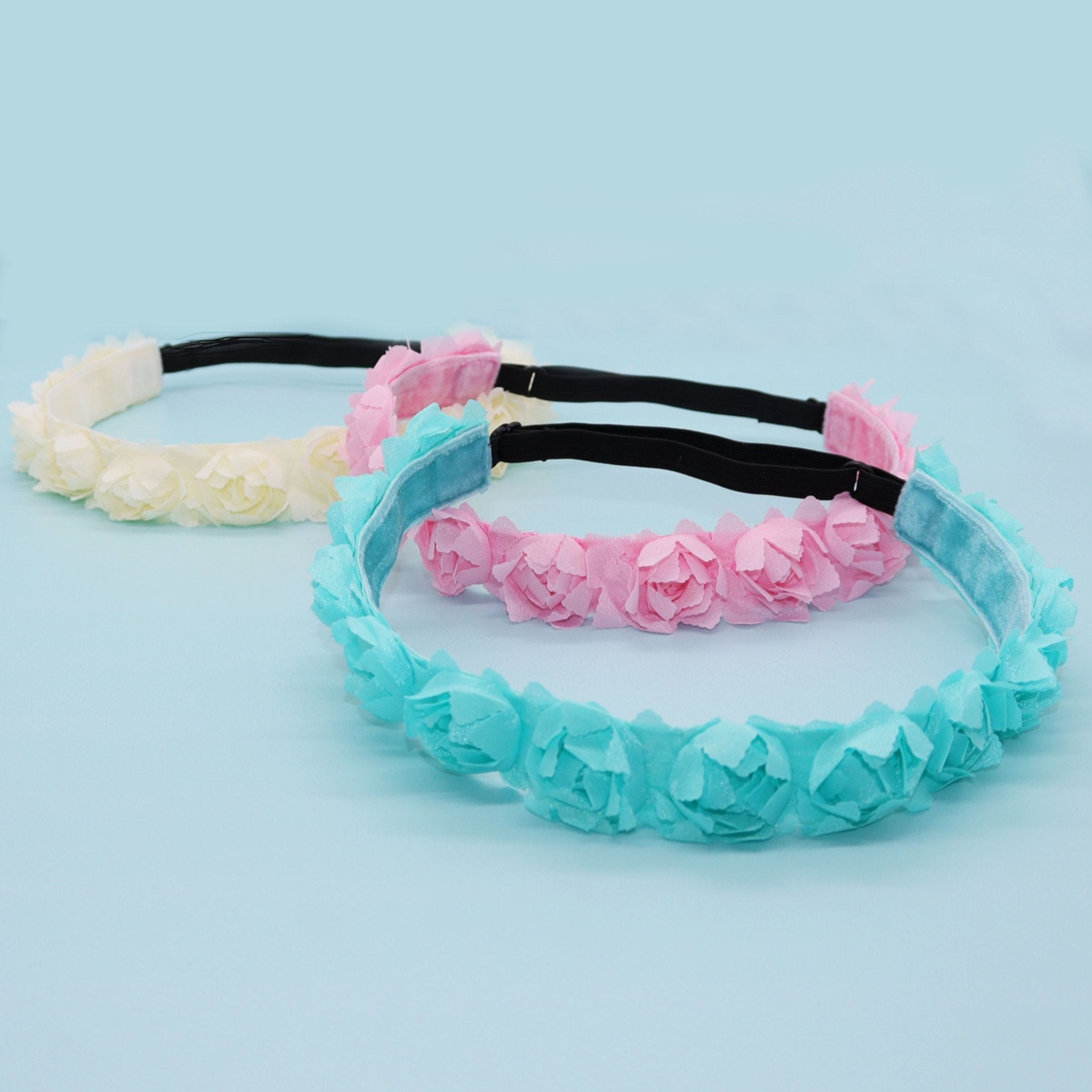 Adjustable No Slip Floral Headbands - 3 Pack - FROG SAC