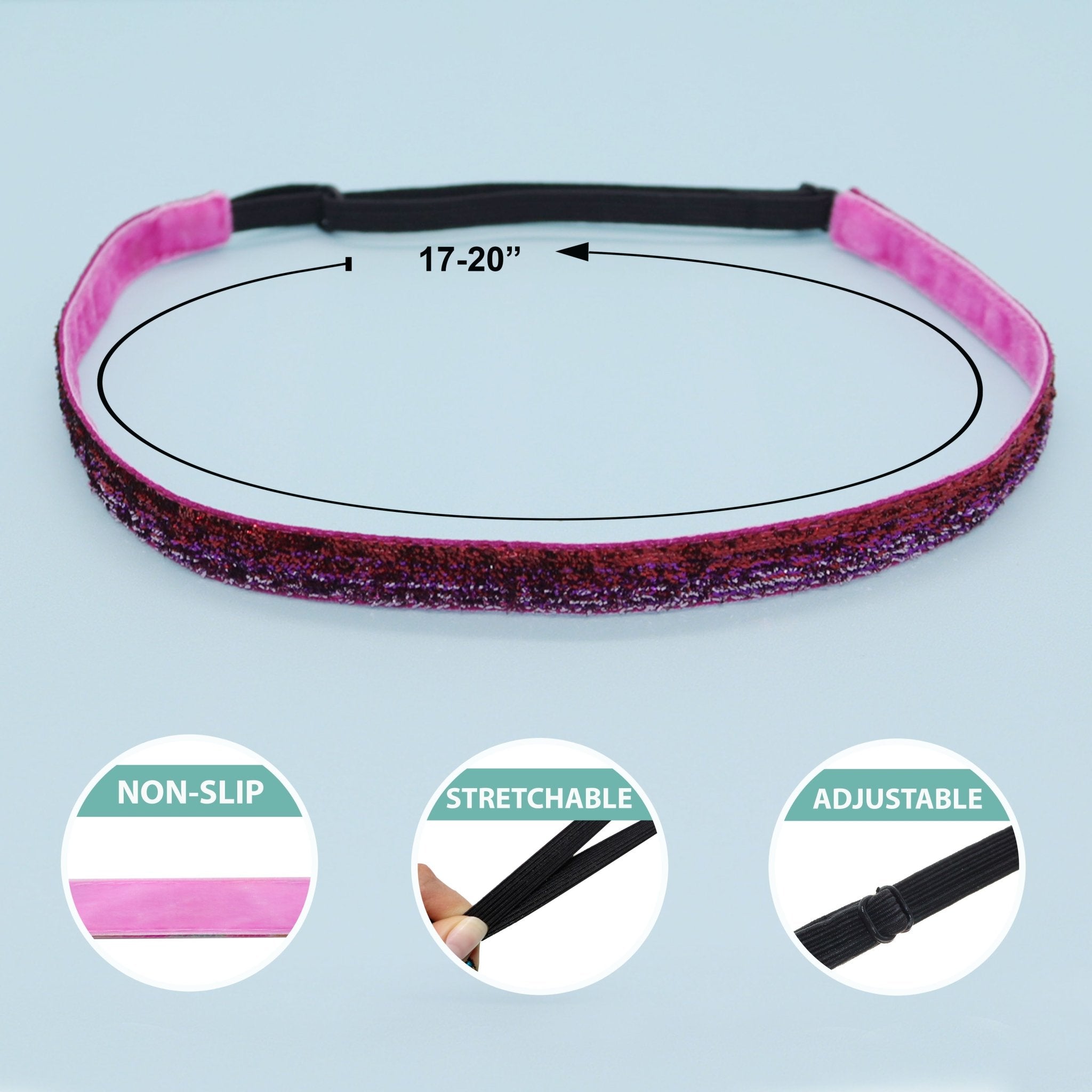 Adjustable No Slip Glitter Thin Headband - FROG SAC
