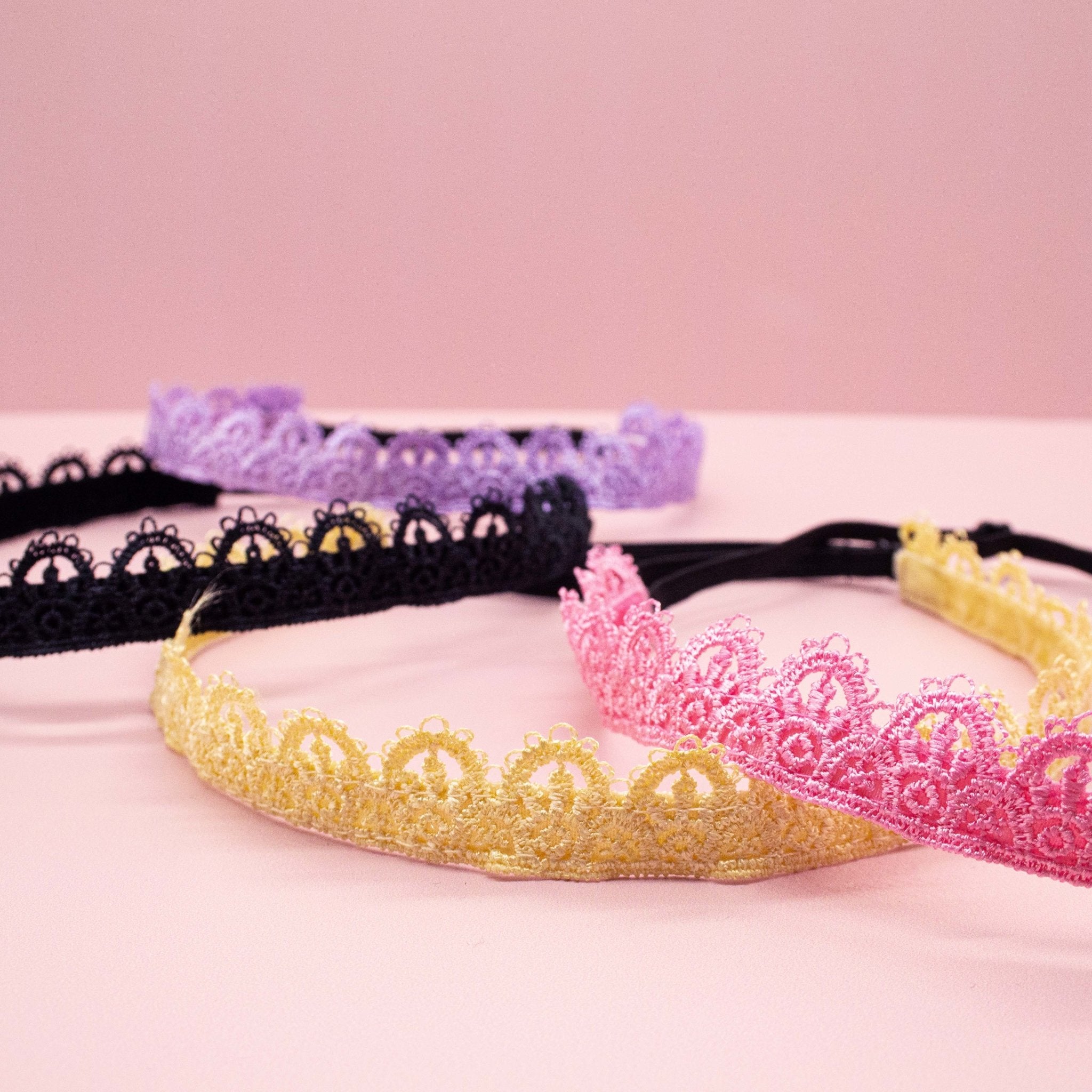 Adjustable No Slip Lace Crown Headbands - 4 Pack - FROG SAC