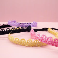 Adjustable No Slip Lace Crown Headbands - 4 Pack - FROG SAC