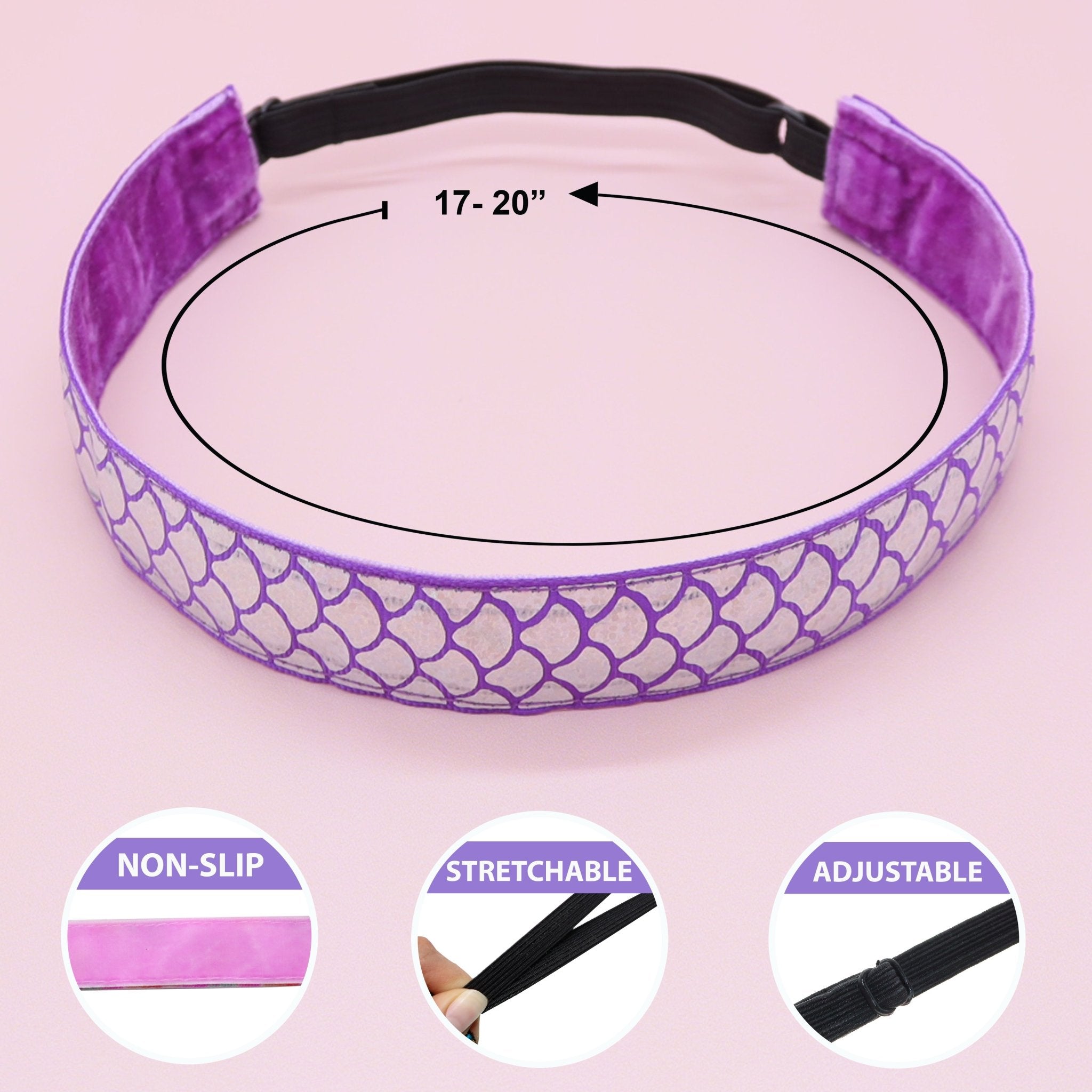 Adjustable No Slip Mermaid Headbands - 6 Pack - FROG SAC