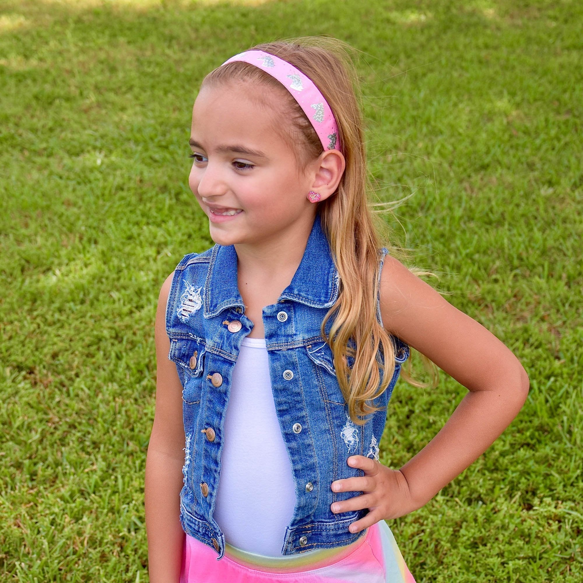 Adjustable No Slip Metallic Glitter Unicorn Headband - FROG SAC