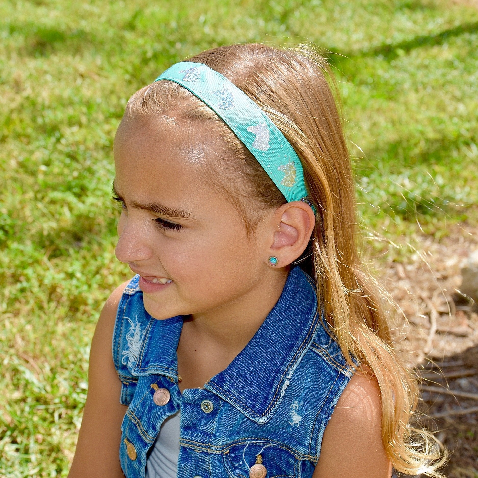 Adjustable No Slip Metallic Glitter Unicorn Headband - FROG SAC