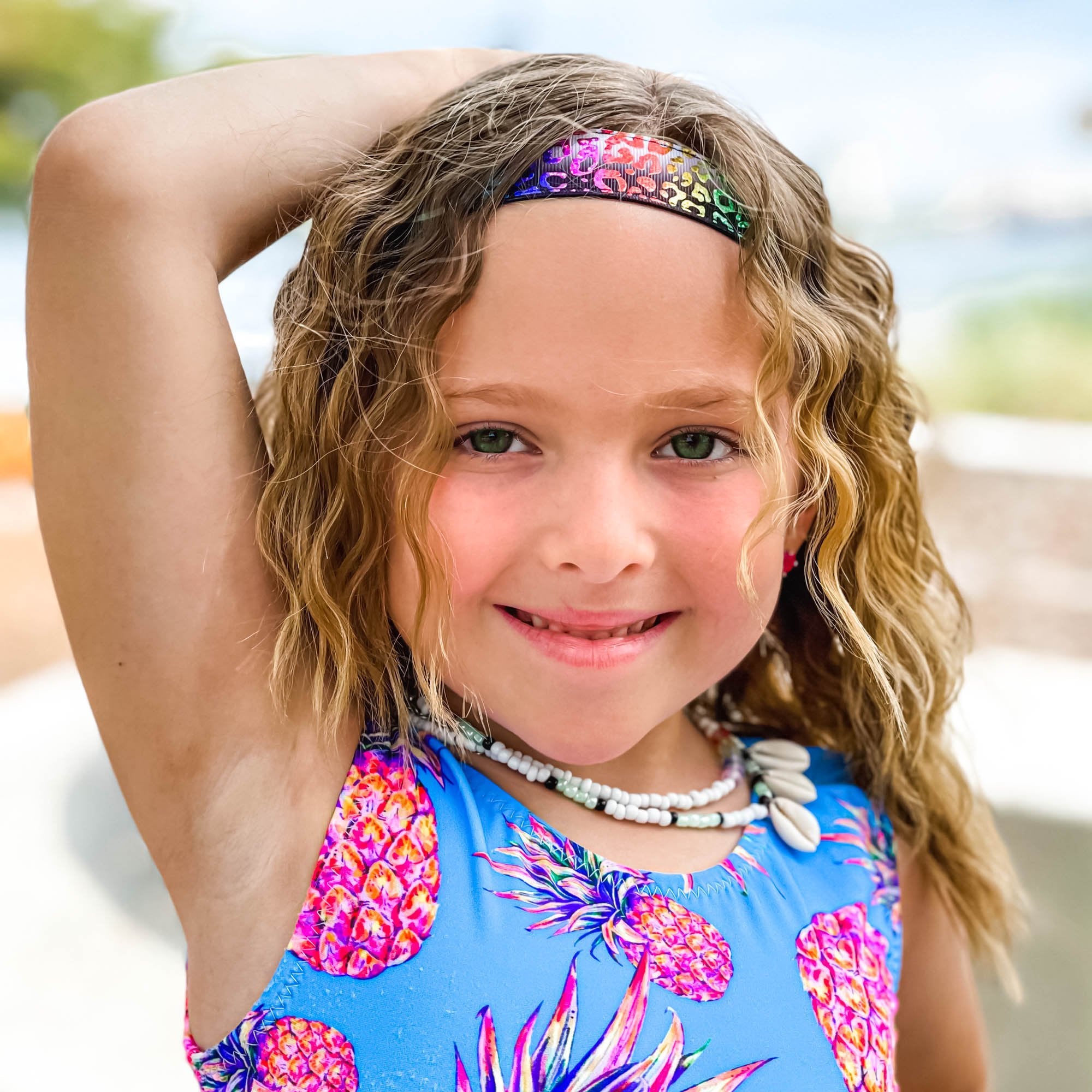 Adjustable No Slip Metallic Print Headband - Cheetah - FROG SAC