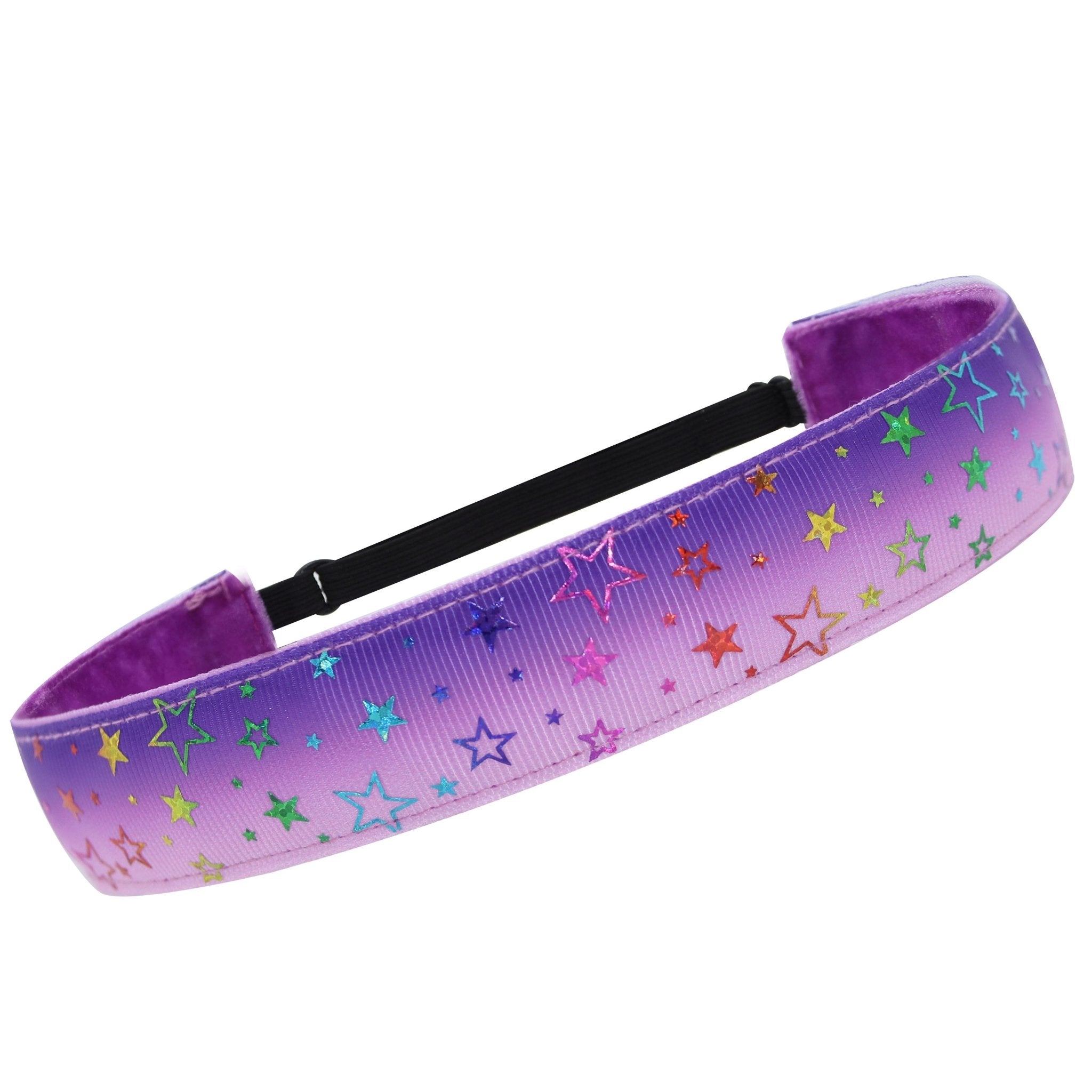 Adjustable No Slip Metallic Print Headband - Stars - FROG SAC