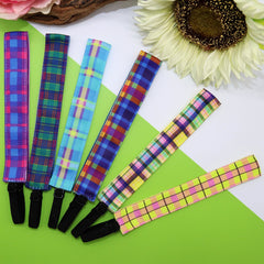 Adjustable No Slip Plaid Headbands - 6 Pack - FROG SAC