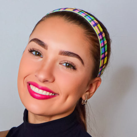 Adjustable No Slip Plaid Headbands - 6 Pack - FROG SAC