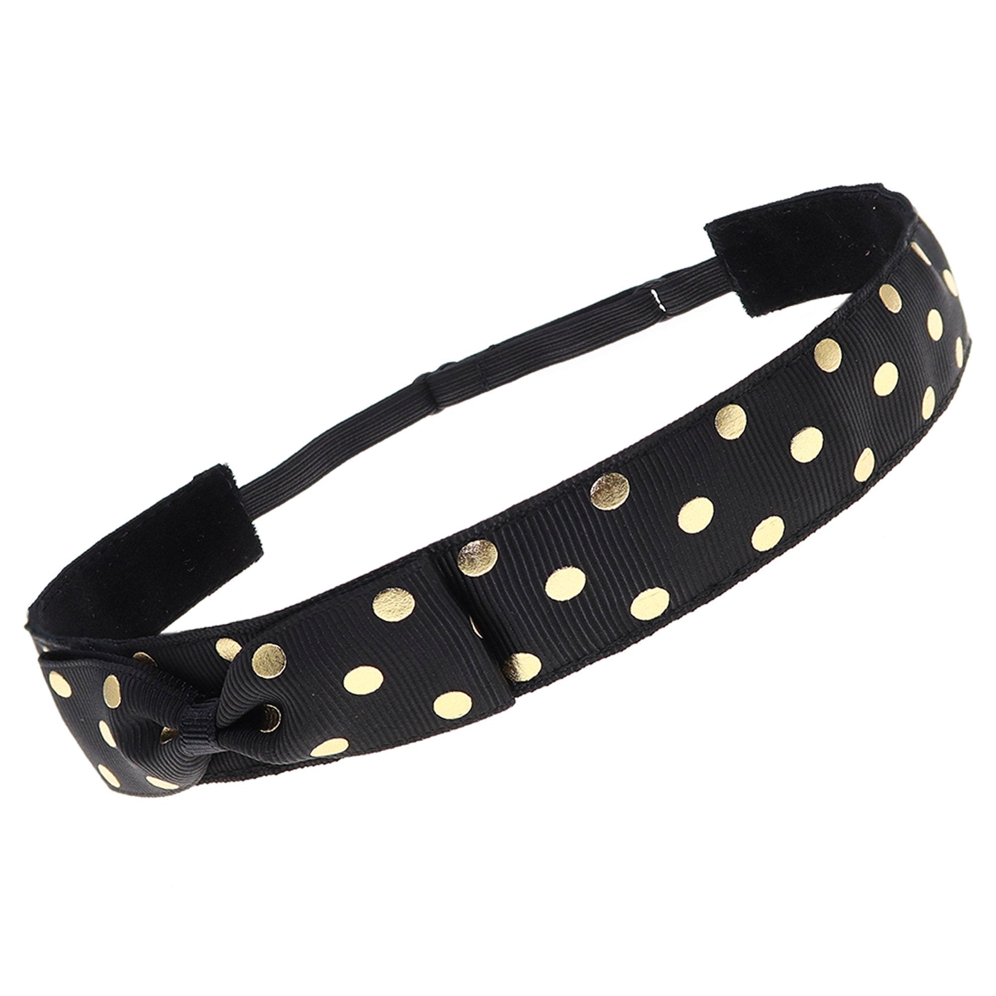 Adjustable No Slip Polka Dot Bow Headband - FROG SAC