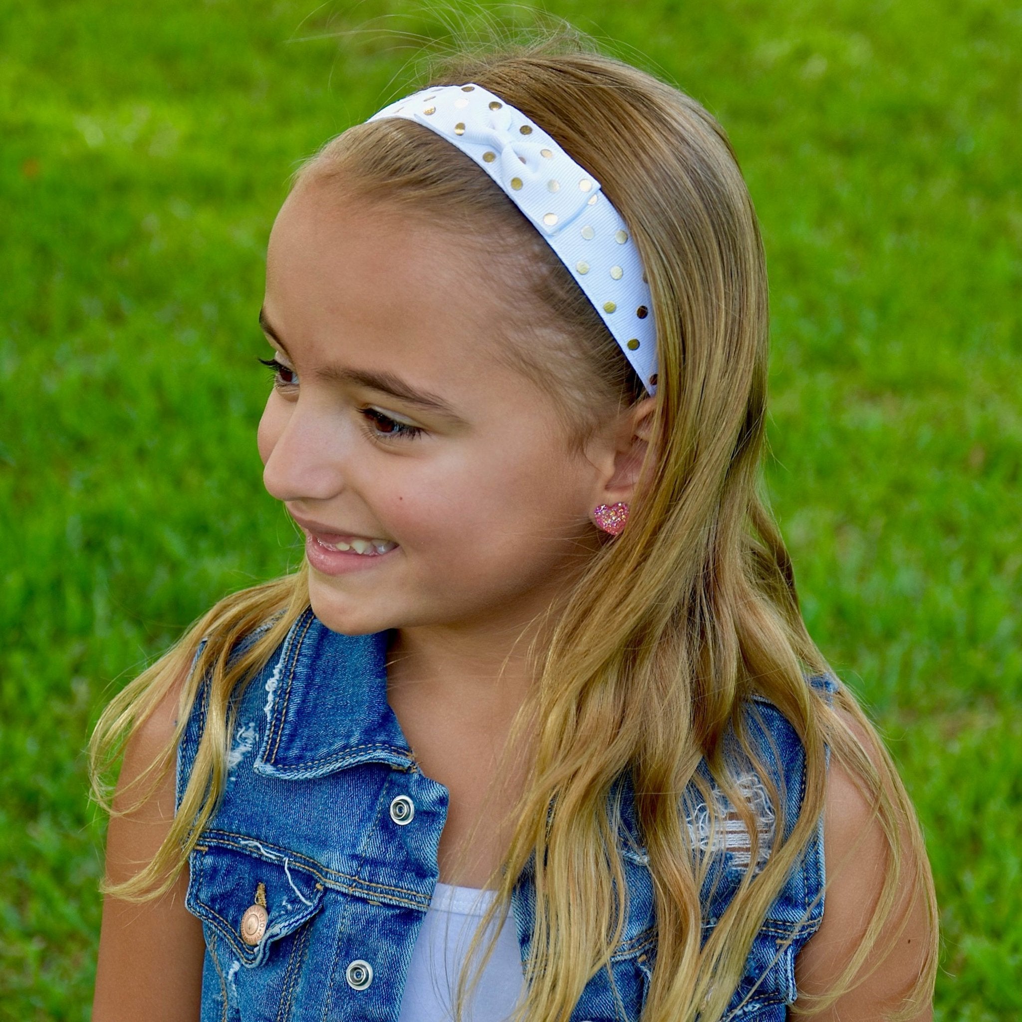 Adjustable No Slip Polka Dot Bow Headband - FROG SAC