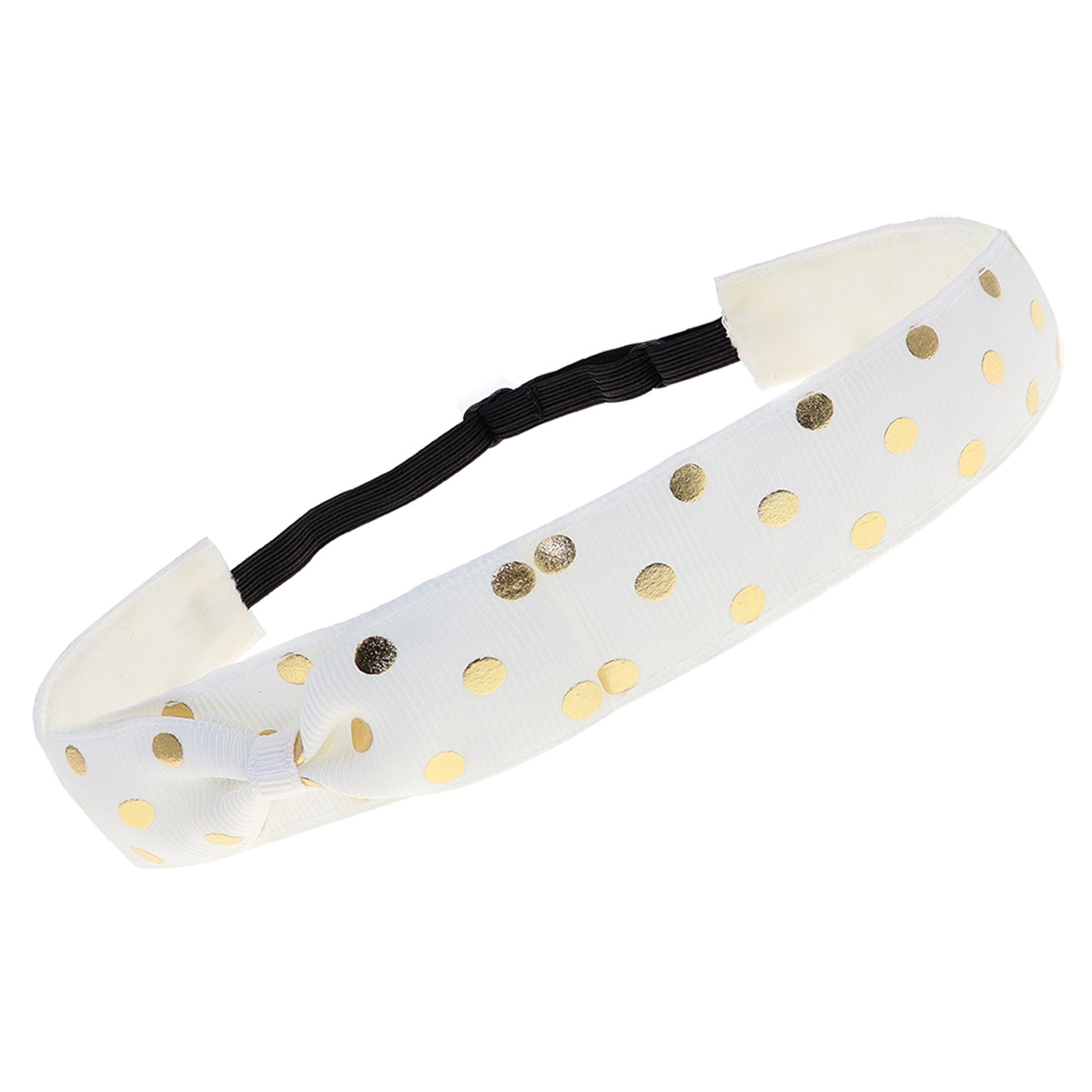 Adjustable No Slip Polka Dot Bow Headband - FROG SAC