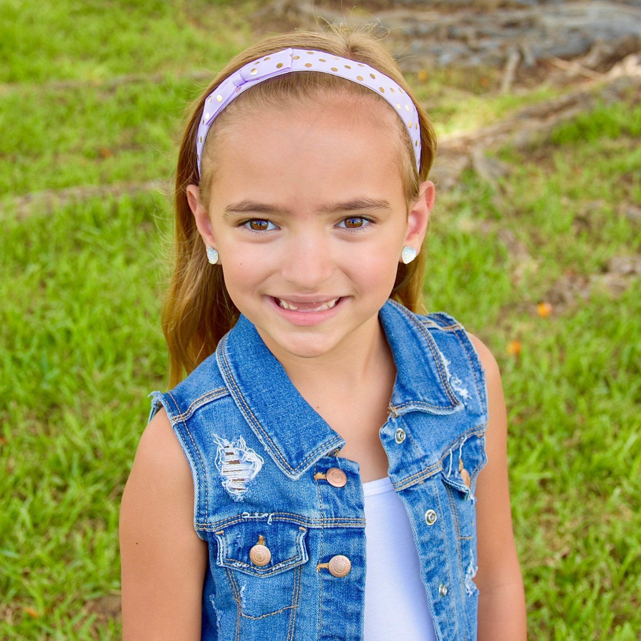 Adjustable No Slip Polka Dot Bow Headband - FROG SAC