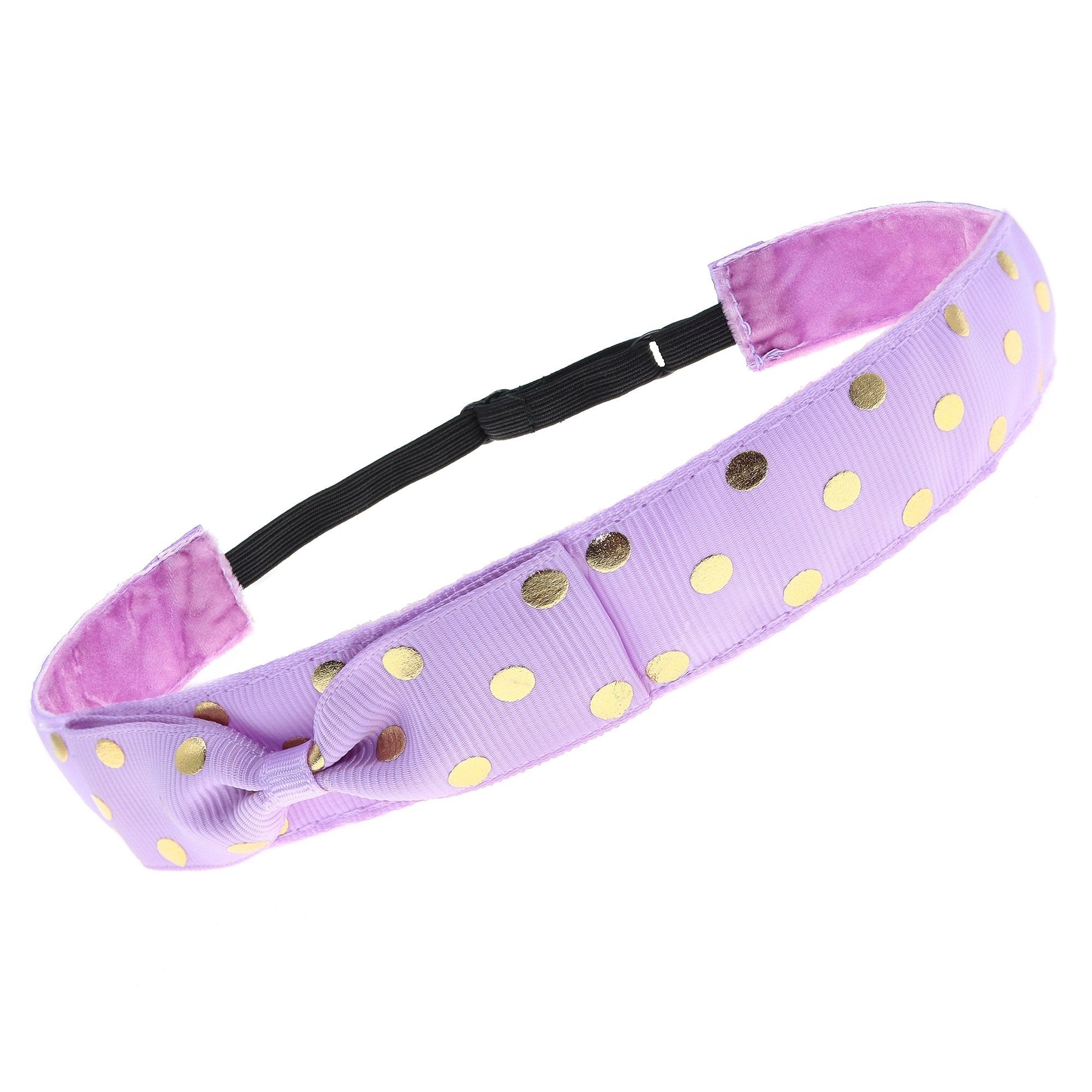 Adjustable No Slip Polka Dot Bow Headband - FROG SAC