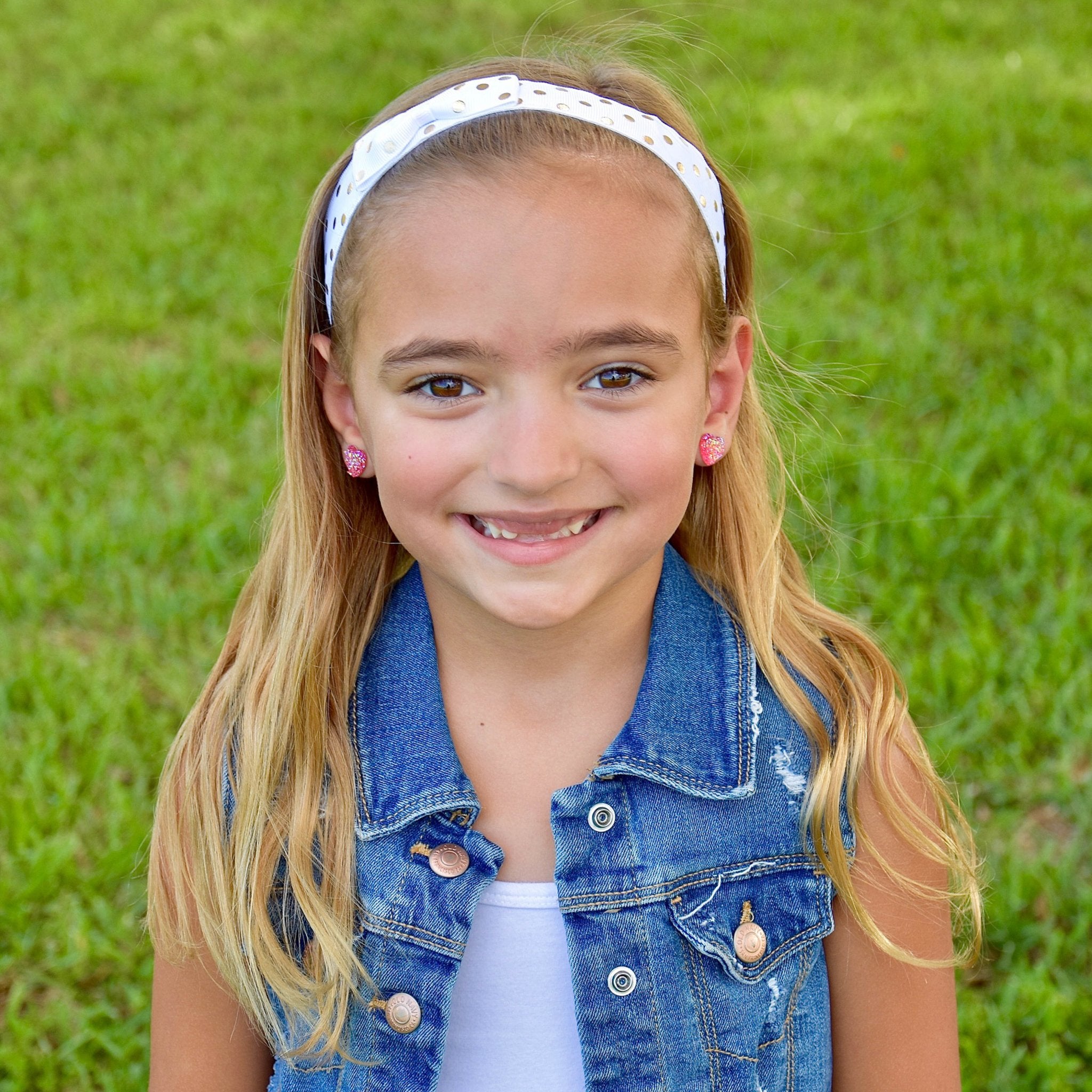 Adjustable No Slip Polka Dot Bow Headband - FROG SAC