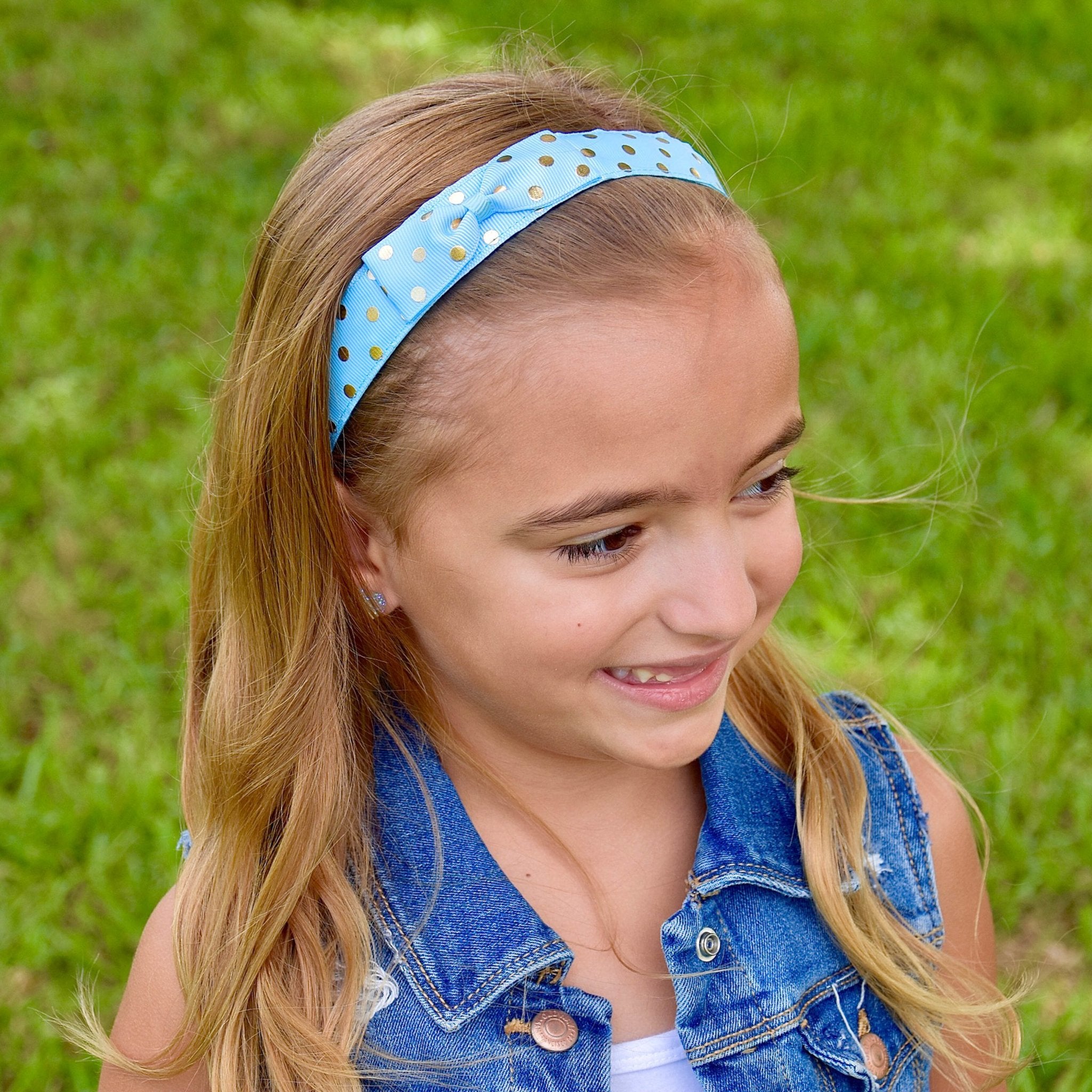 Adjustable No Slip Polka Dot Bow Headband - FROG SAC